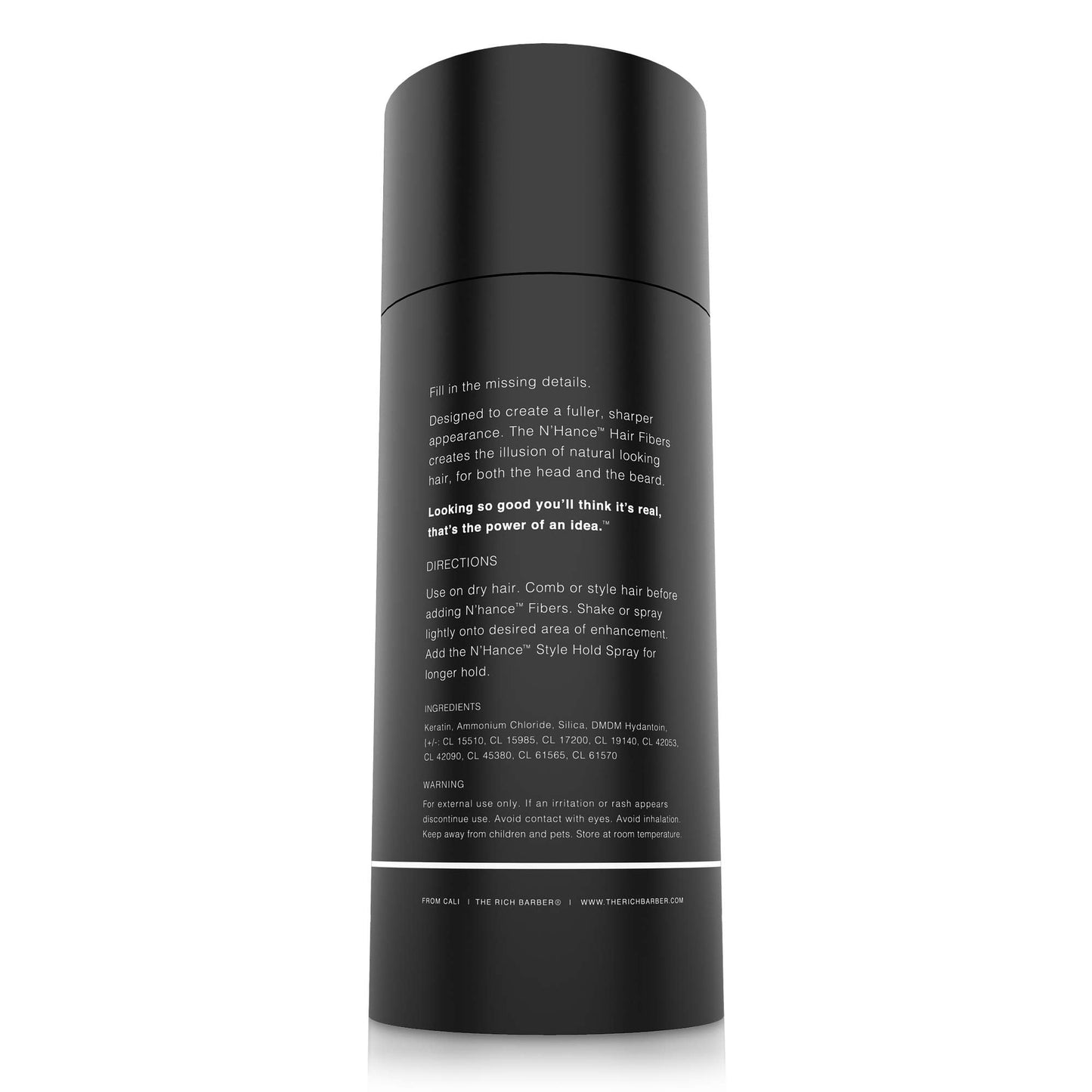 The Rich Barber N’Hance Hair Building Fibers (Black) – 25g 3-Month Supply for Thicker Hair & Beard, Sharper Hairlines & Grey Coverage