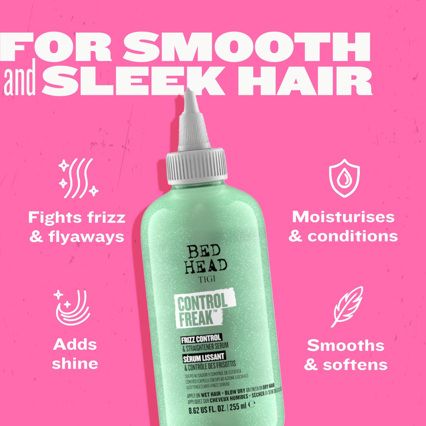 TIGI Hair Serum For Curly or Frizzy Hair Control Freak Hair Care and Straightener 8.62 fl oz