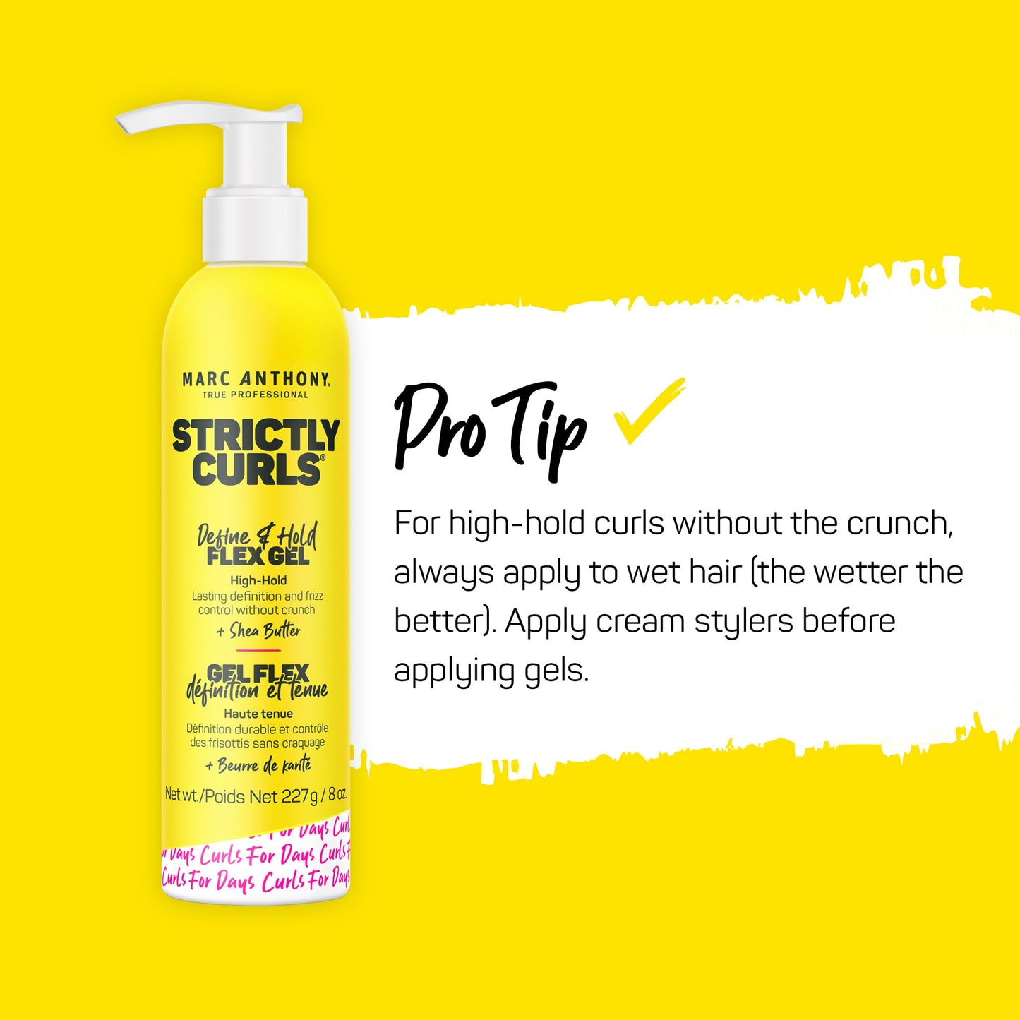 Marc Anthony Strictly Curls Define & Hold Flex Gel – High Hold Styling Gel for Medium to Coarse Curls, Frizz Control & Shine with Shea Butter