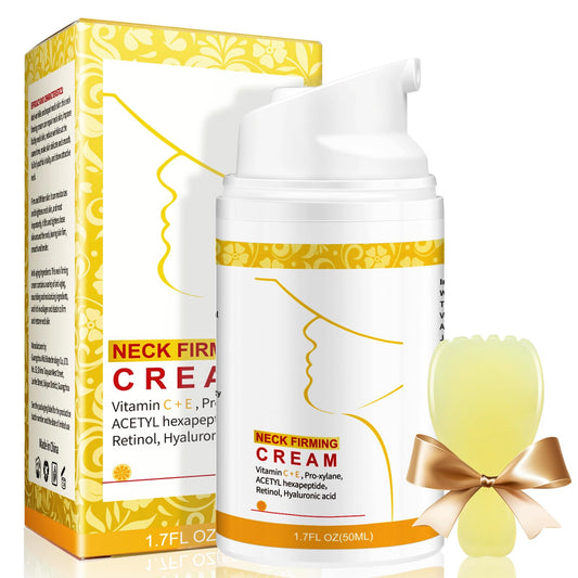 Gua Sha Neck Cream with Collagen, Retinol & Hyaluronic Acid – Anti-Aging Moisturizer for Neck & Décolleté, Lifting, Firming & Hydrating