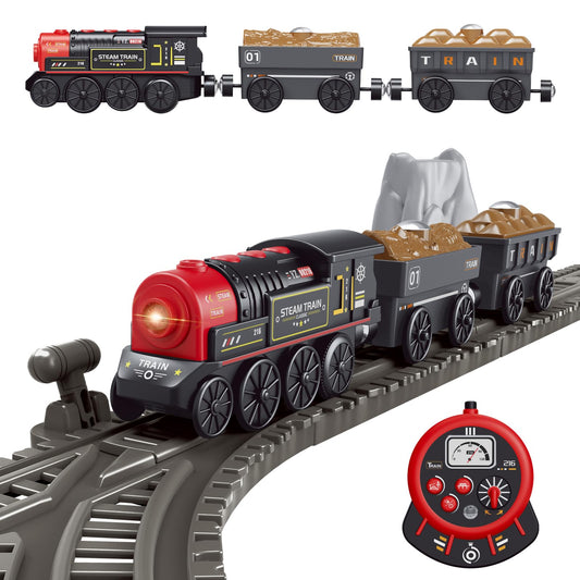 Motorized Remote Control Train for Wooden Tracks – Battery Operated Locomotive with Magnetic Connection, Compatible with Thomas, Brio, Chuggington
