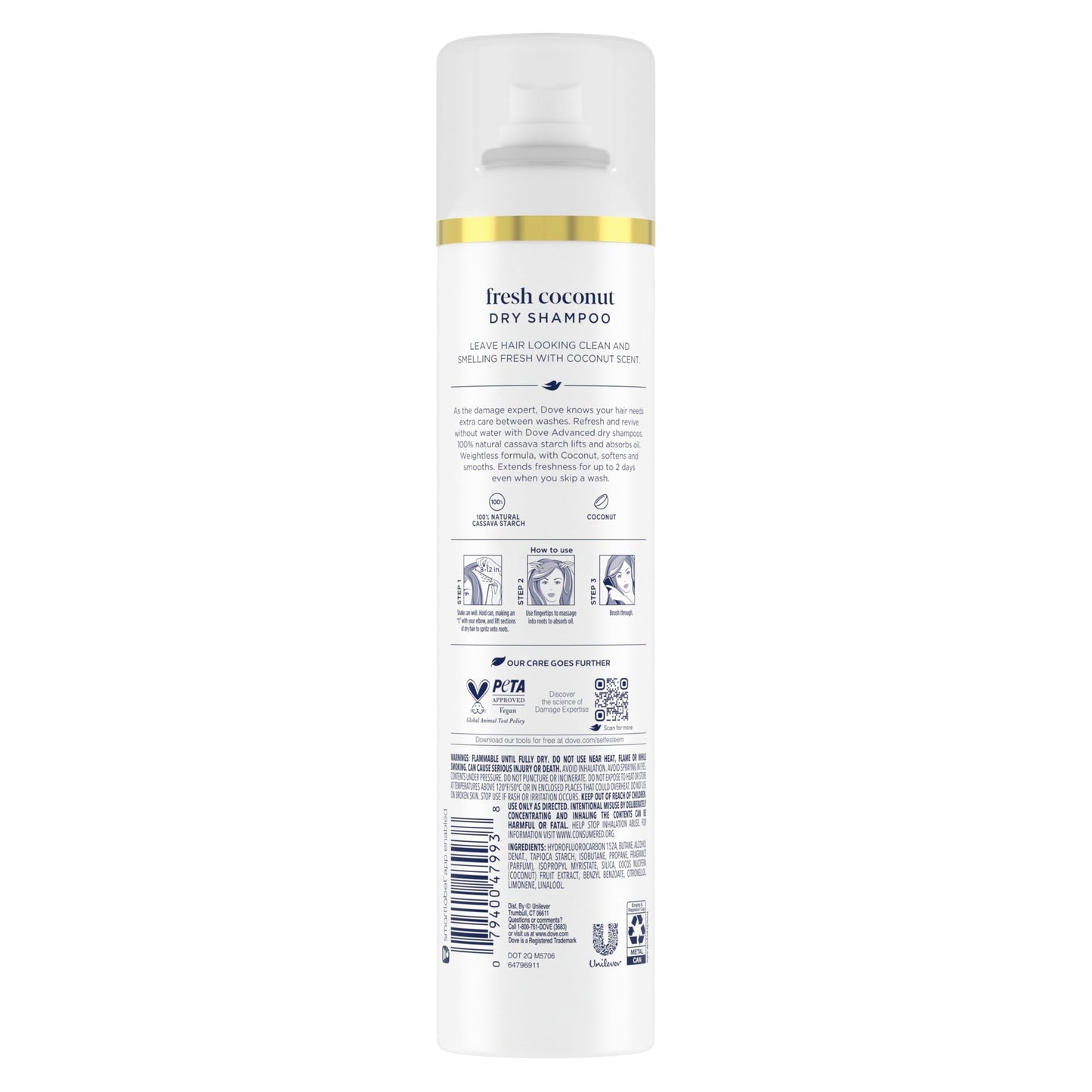 Dove Advanced Dry Shampoo Fresh Coconut Refresh & Revive Hair Without Water for Clean & Fresh Hair 7.3 oz