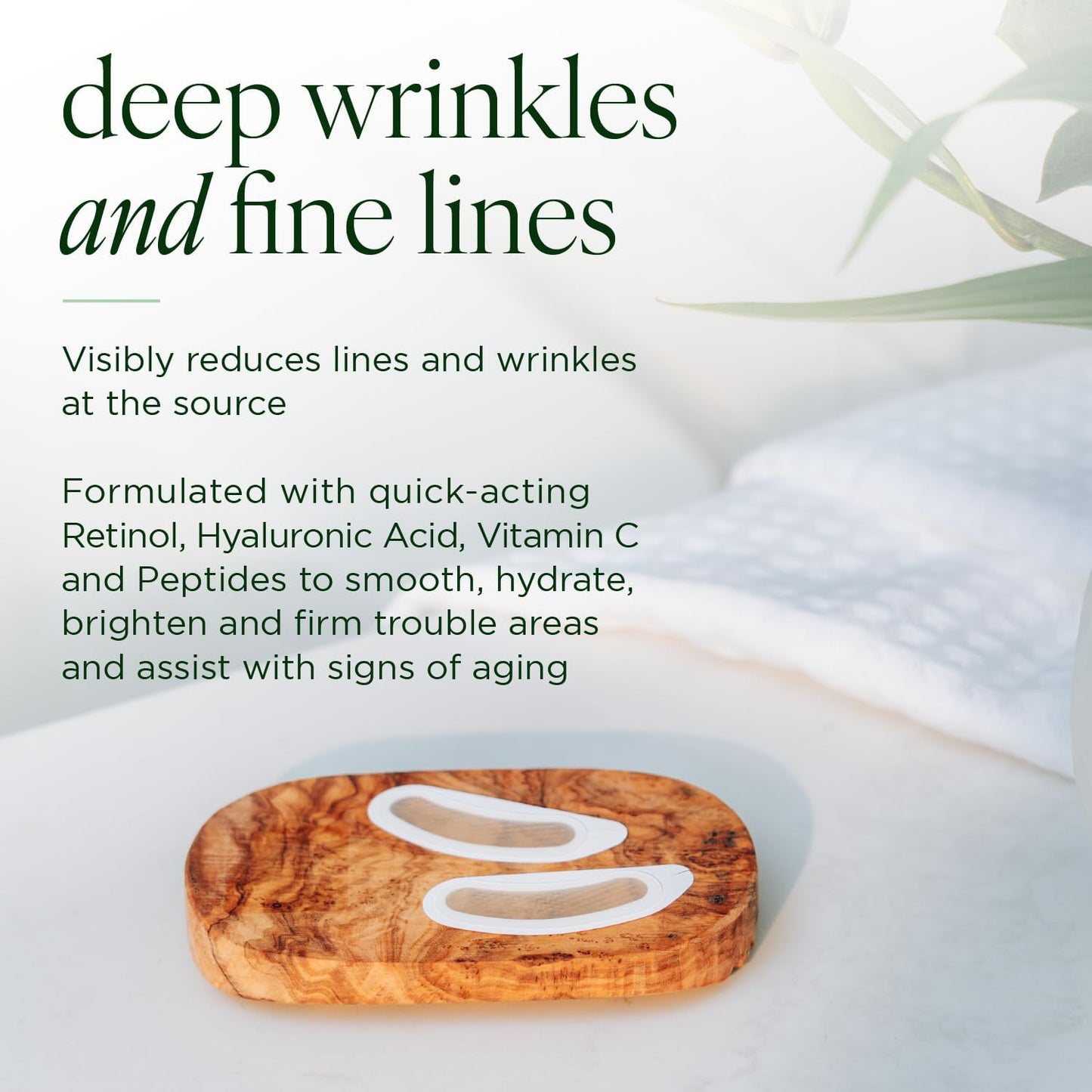 Deep Wrinkle Targeted Patches with Advanced Retinol, Hyaluronic Acid, Vitamin C, and Peptides for Forehead and Between Eyes, 6 Patches