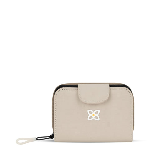 Sherpani Barcelona, Small Nylon Bifold Zipper Pocket Wallet for Women, Travel Bag, RFID Protection, Travel Gift (Con Leche)