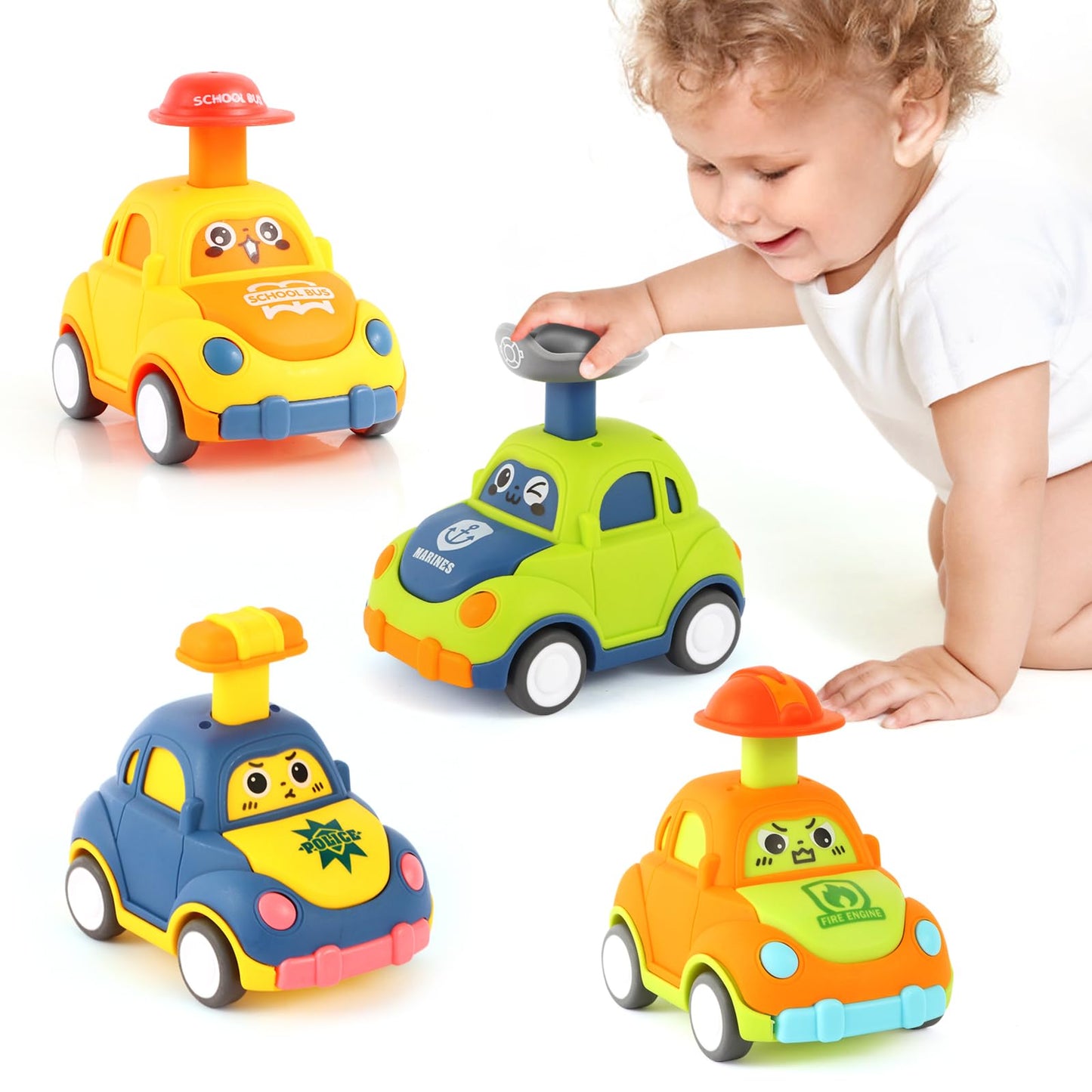 QSONSELL Pull Back Car Toys for Toddlers 1-3 | Birthday Gifts, Party Favors, Goodie Bag Stuffers for Boys & Girls