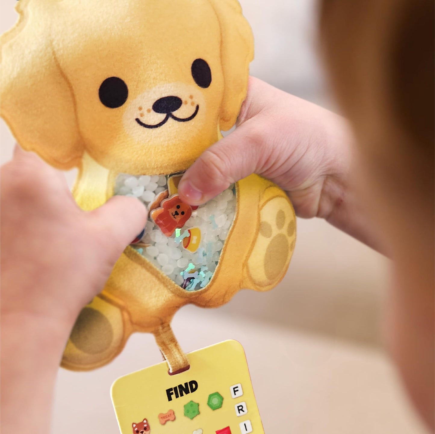 BIZYBOO - The Original Seek & Find Plush - Hidden Object Search Problem Solving Educational Matching Game for Kids 2 and Up (Ol' Red)