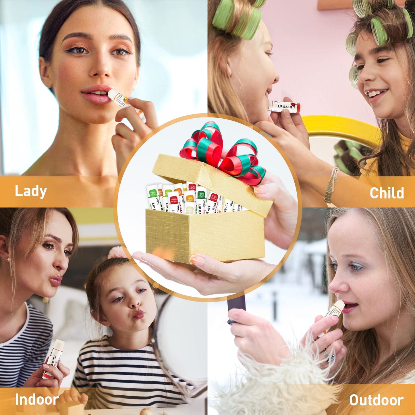 DMSKY 24 Pack Natural Lip Balm Set with Vitamin E & Coconut Oil – Moisturizing Lip Care for Chapped Lips, 12 Flavors, Bulk for Women