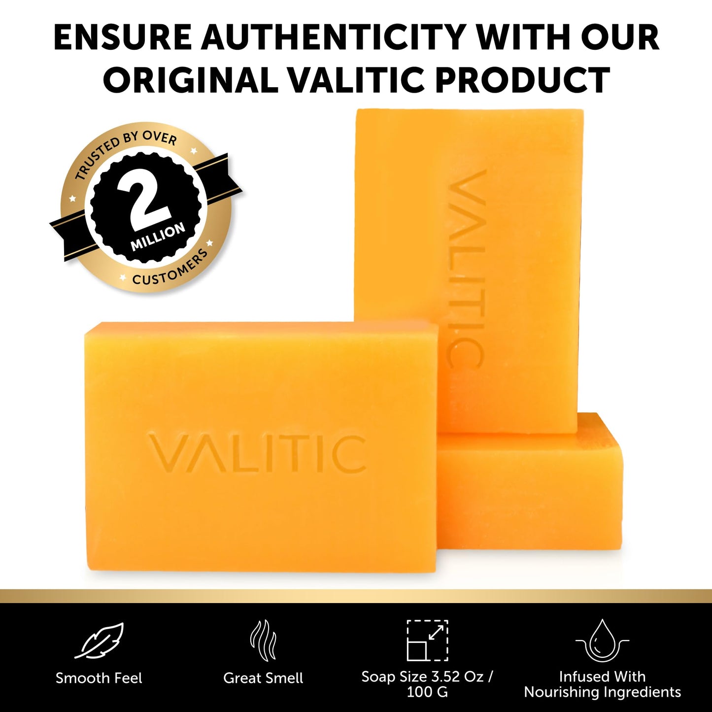 VALITIC Kojic Acid Soap with Vitamin C, Retinol & Turmeric for Dark Spots – Japanese Complex with Collagen, Hyaluronic Acid & Vitamin E, 2 Pack