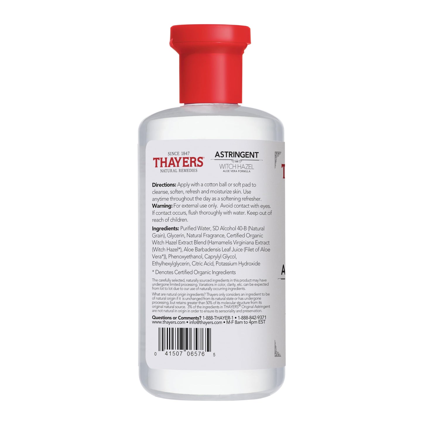 THAYERS Original Witch Hazel Astringent with Aloe Vera, 12 Ounce Bottle