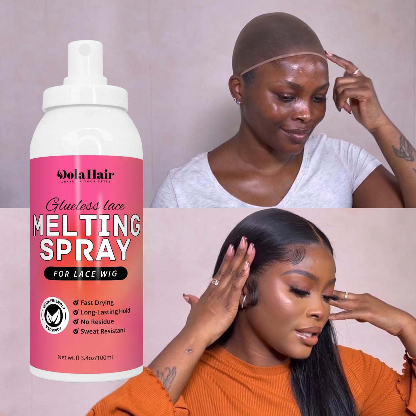 Dolahair Lace Glue Kit - Complete Set with Lace Tint Mousse, Wig Installation & Melting Spray(Medium Brown)