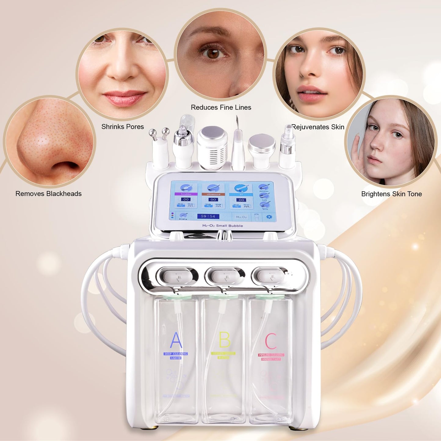 Hydrogen Oxygen 7 in1 Diamond Microdermabrasion Machine，Facial Peeling Skin Care for Salon Personal Home Use