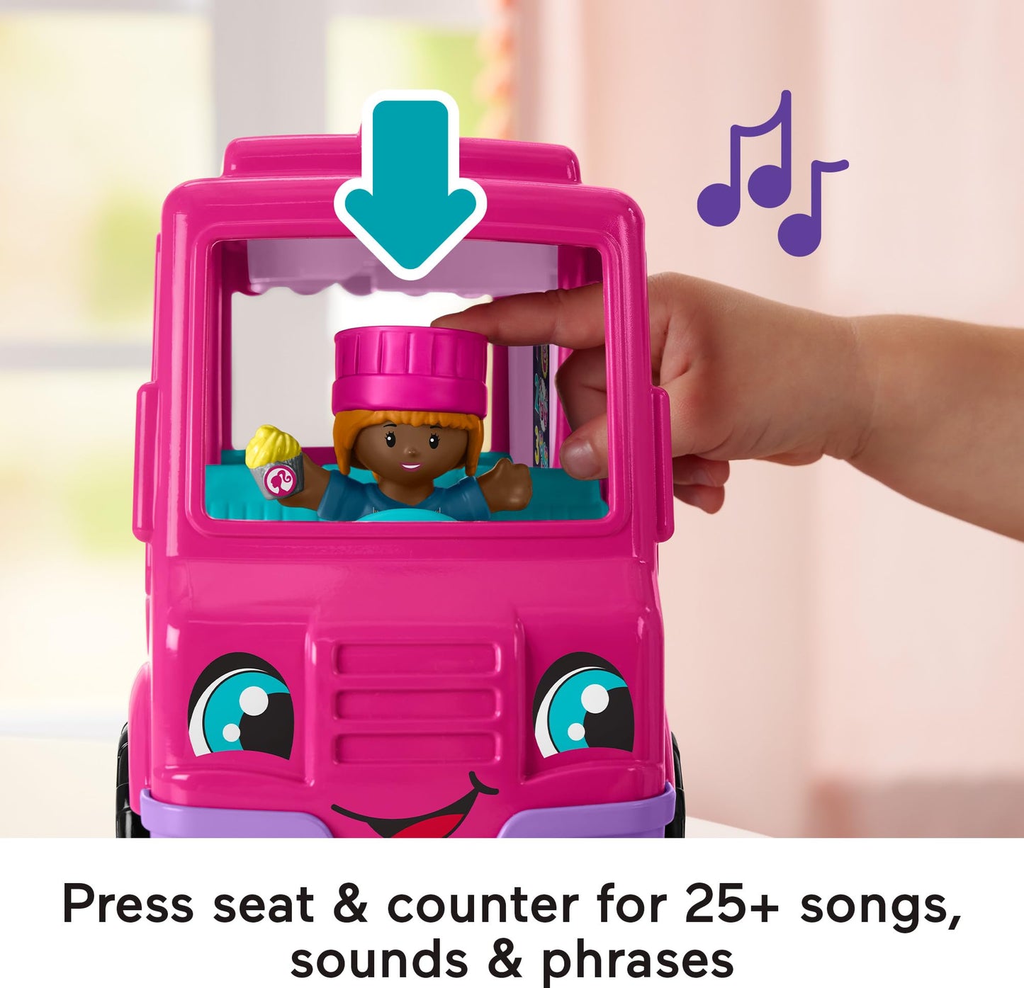 Fisher-Price Little People Barbie Toddler Toy Cupcake Truck Musical Playset with 9 Pieces for Pretend Play Kids Ages 18+ Months (Amazon Exclusive)