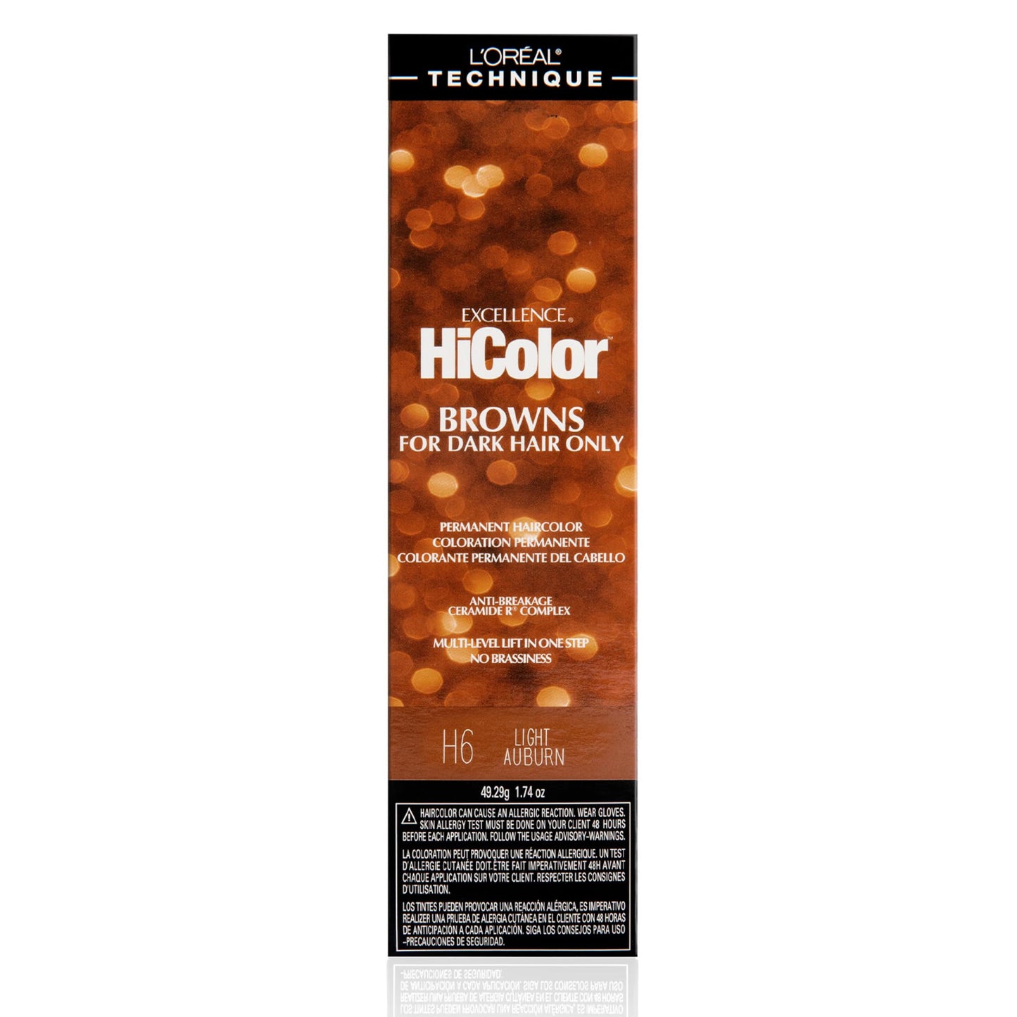 L'Oreal Technique HiColor Browns & Blondes Permanent Hair Color, H6 Light Auburn – Lifts Dark Hair in One Step, No Brassiness, Long-Lasting Creme Formula