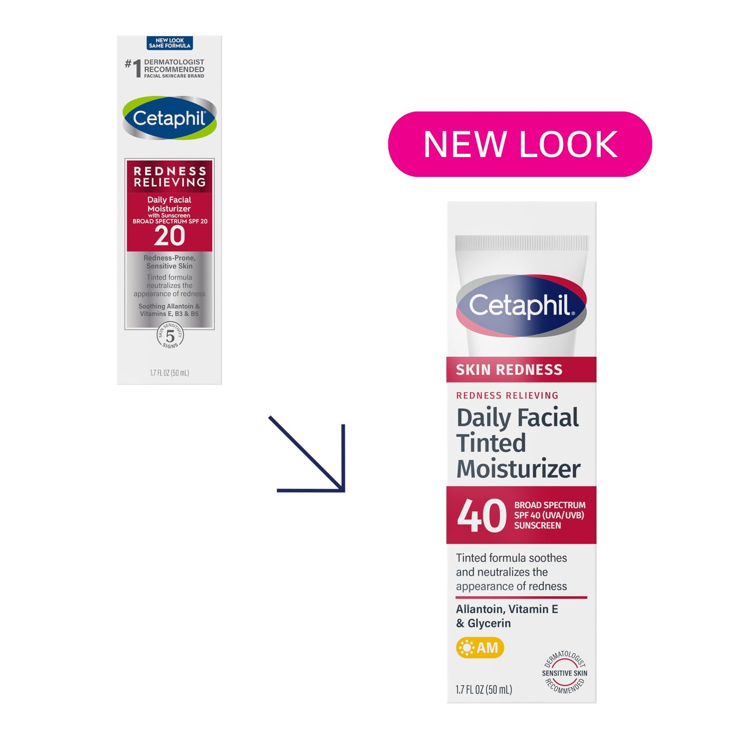 CETAPHIL Redness Relieving Daily Facial Moisturizer SPF 40, 1.7 fl oz, Broad spectrum Sunscreen, Neutral Tint, For Redness-Prone Skin