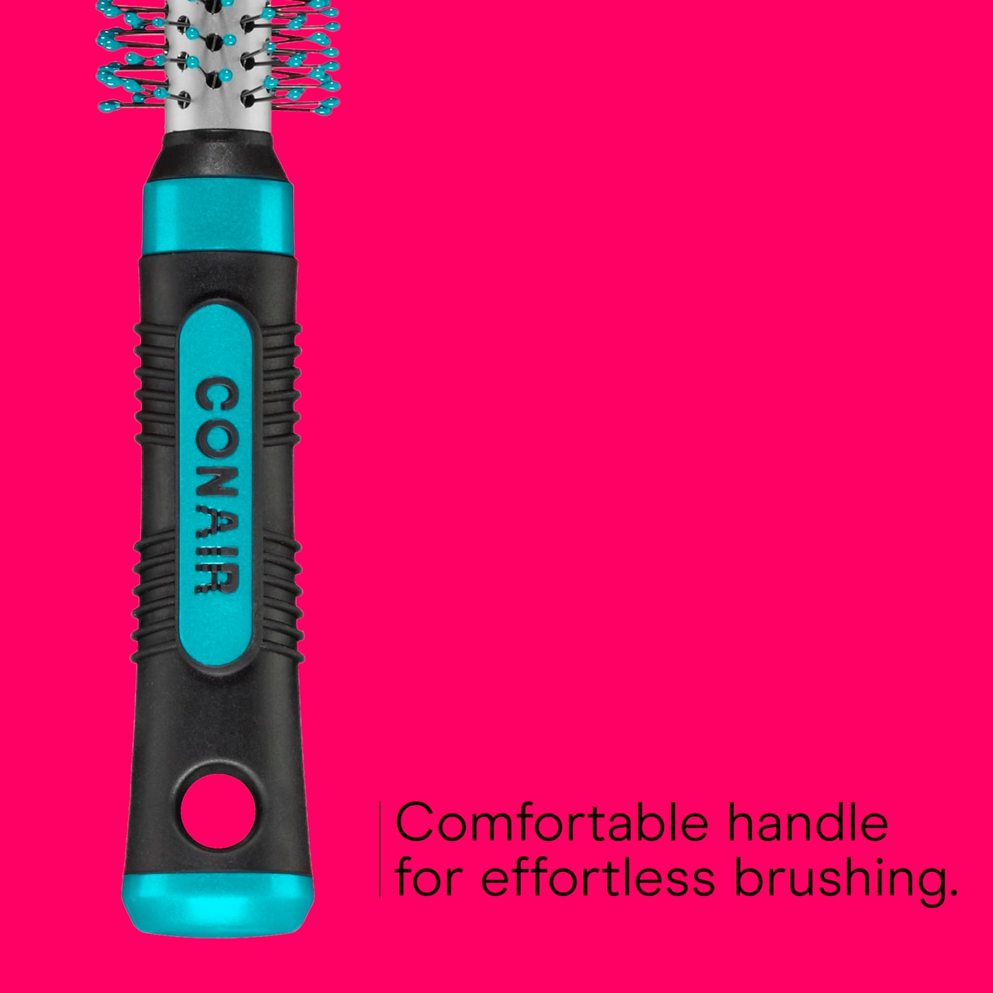 Conair Metal Round Hairbrush with Nylon Bristles – Adds Body & Fullness – Ideal for Blowouts, Short Hair & At-Home Styling