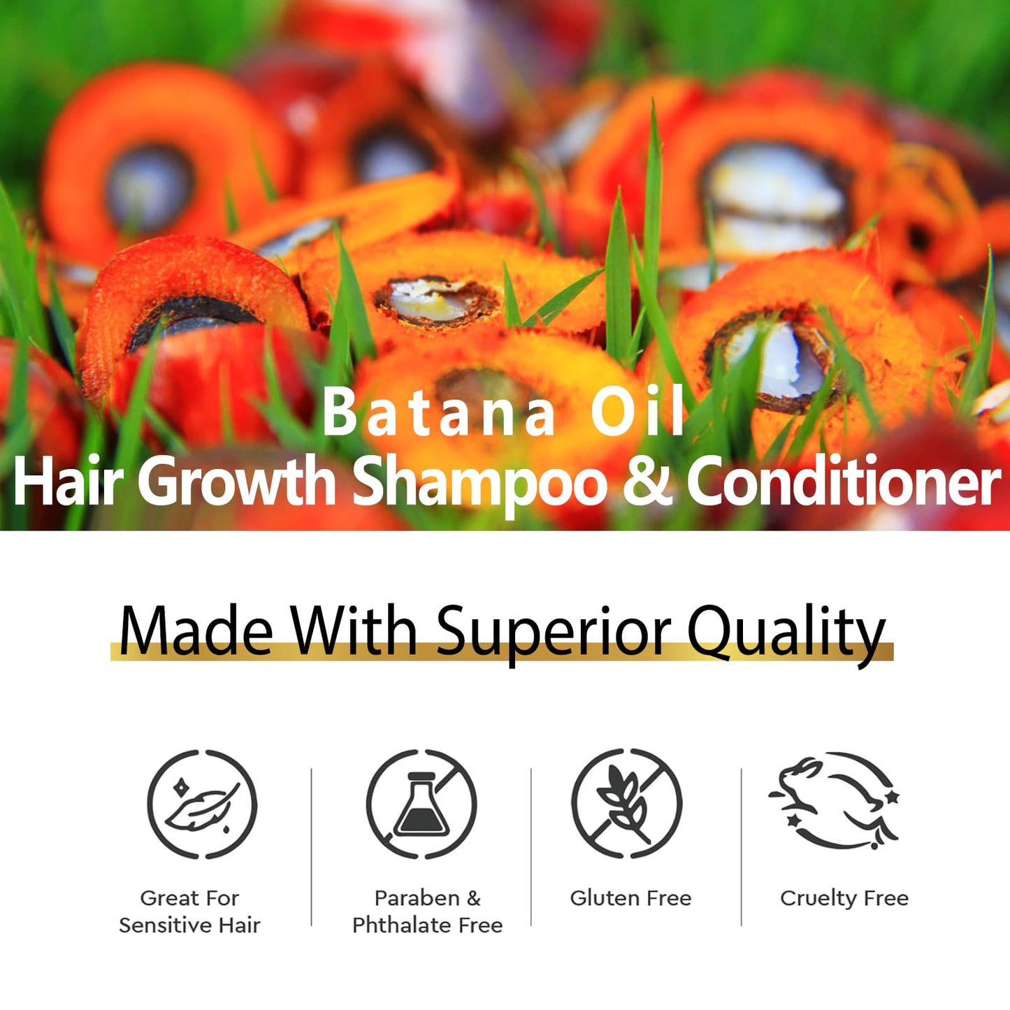 Batana Oil Shampoo & Conditioner Set for Hair Growth – Anti-Thinning, Deep Moisturizing Formula to Strengthen Weak, Brittle Hair for Men & Women