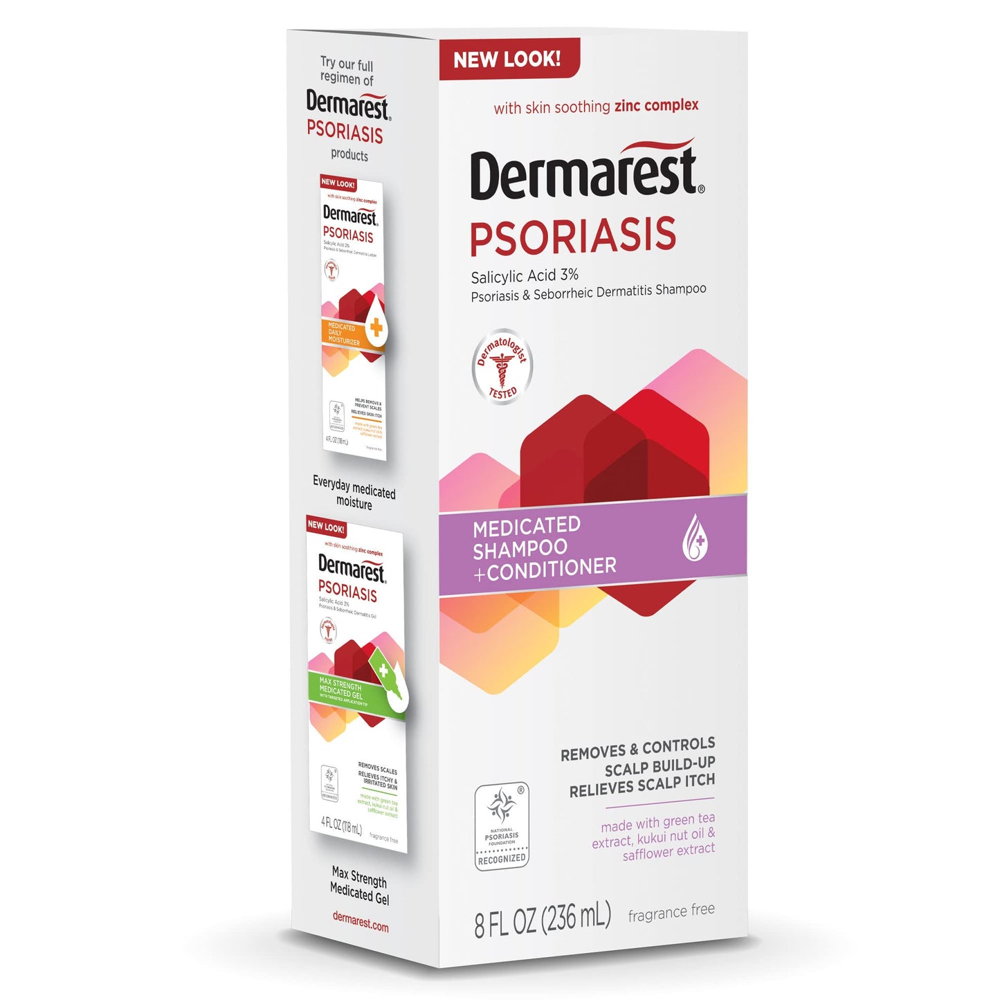 Dermarest Psoriasis Medicated Shampoo and Conditioner, Unscented, Dermatologist Tested, 8 Fl Oz (Pack of 2)