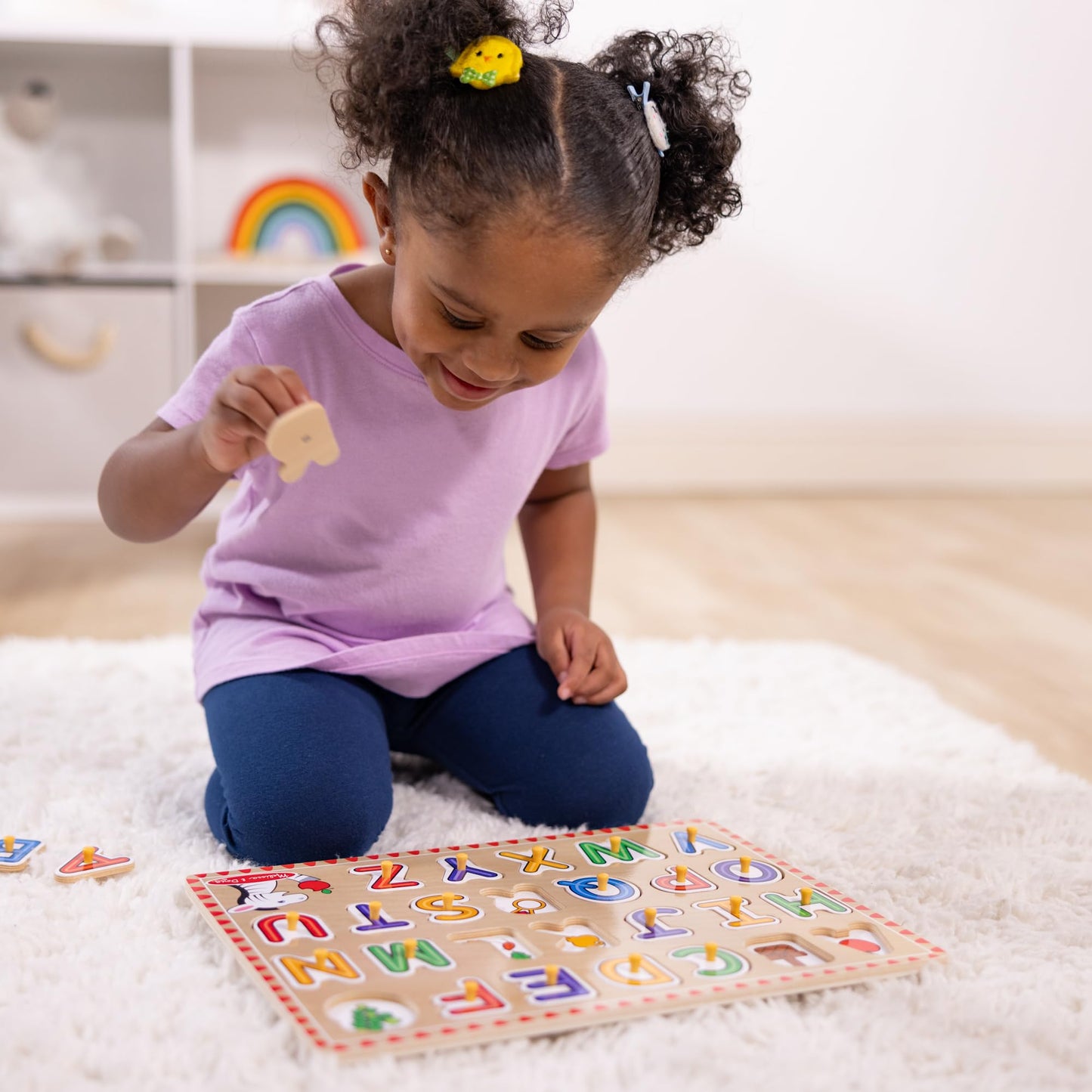 Melissa & Doug Lift & See Alphabet Wooden Peg Puzzle (26 pcs) Toddler and Preschool Puzzles for Ages 1+ - FSC-Certified Materials