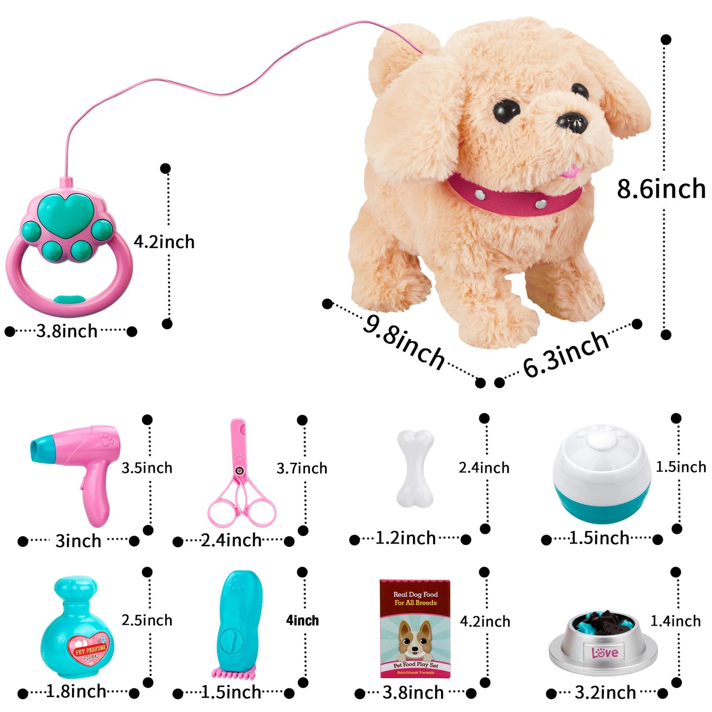 Koonie Talking Plush Golden Retriever Puppy - Repeats What You Say, Barks and Walks - Electronic Interactive Stuffed Dog for Kids