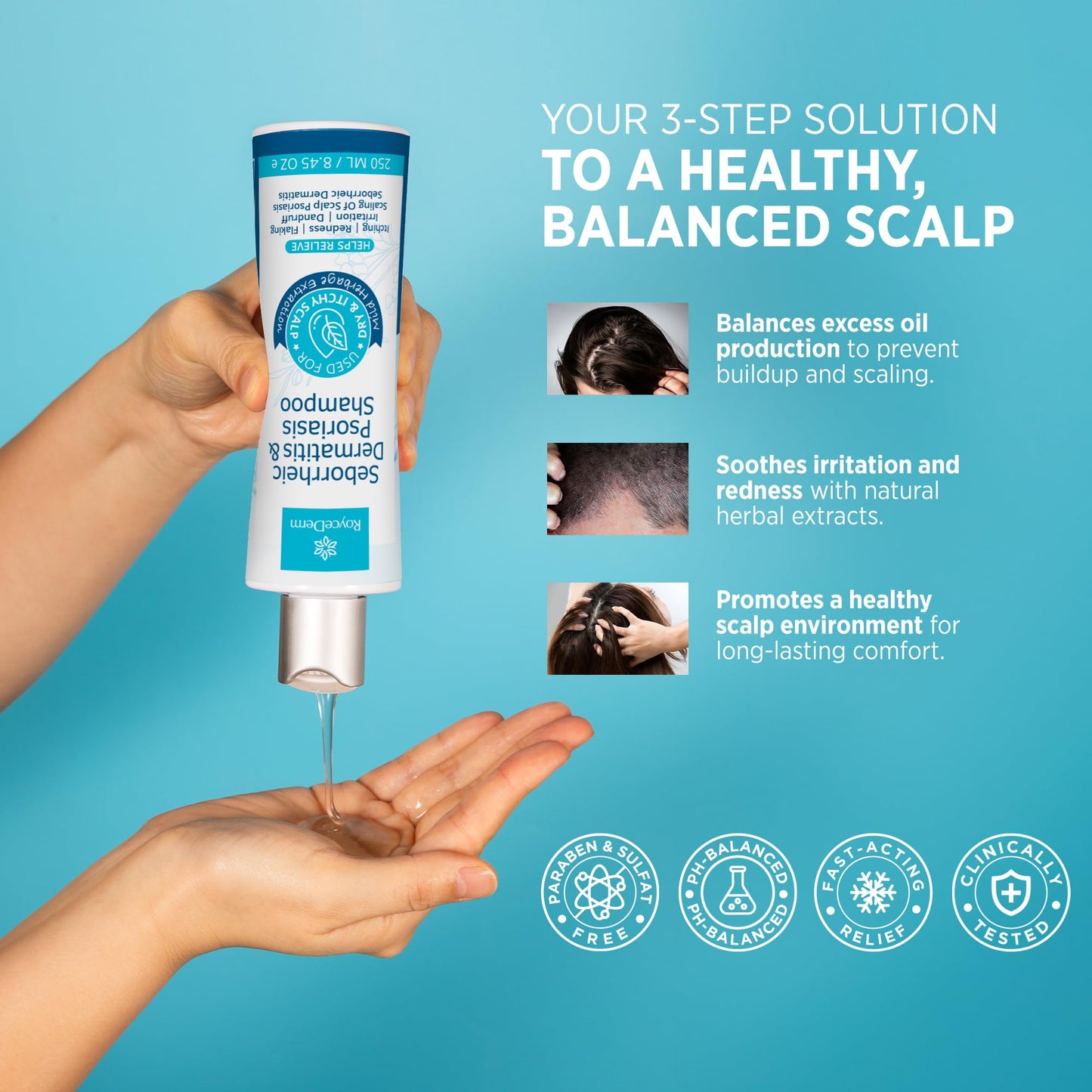 Seborrheic Dermatitis & Psoriasis Scalp Care Set – Therapeutic Shampoo, Conditioner & Cream for Itchy, Flaky, Dry Scalp Relief