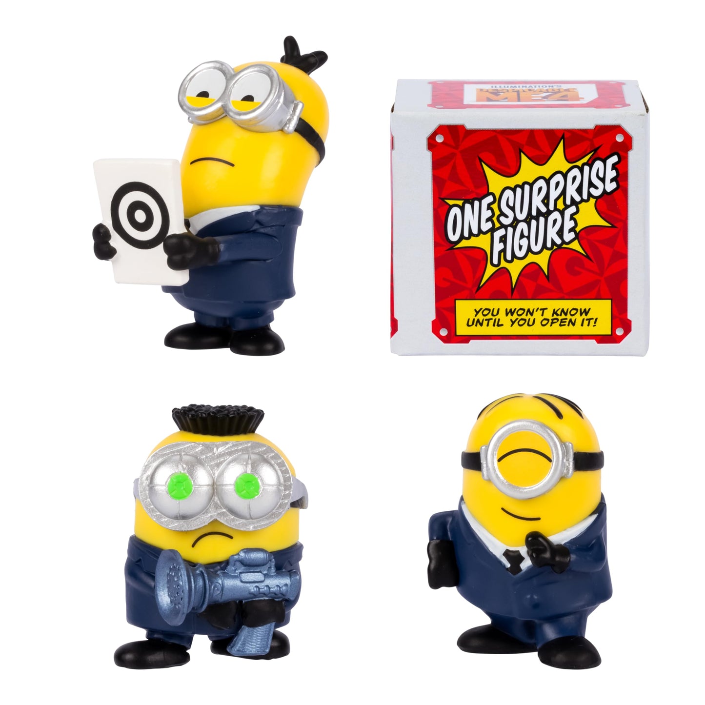 Minions Despicable Me 4-4 Figure Packs AVL Squad | 2 inch Collectible Figures | Pack Has 3 Figures Visible Plus 1 Surprise Figure Hidden