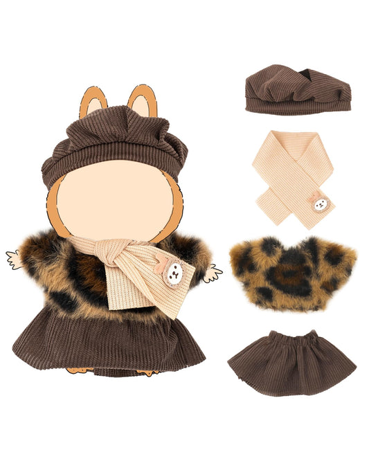 Clothes for Lububu 17cm Dolls(NO Doll) Outfit with Accessories Suit for Lububu Cute Stylish Dress Up Set for lububu Patterned Skirt