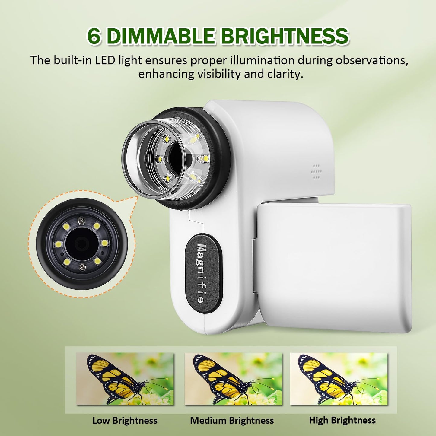 Barchrons 1000X Handheld Microscope for Kids – 4K Mini Pocket Microscope with 2" Screen, 6 LED Lights, STEM Science Gift for Ages 8-12