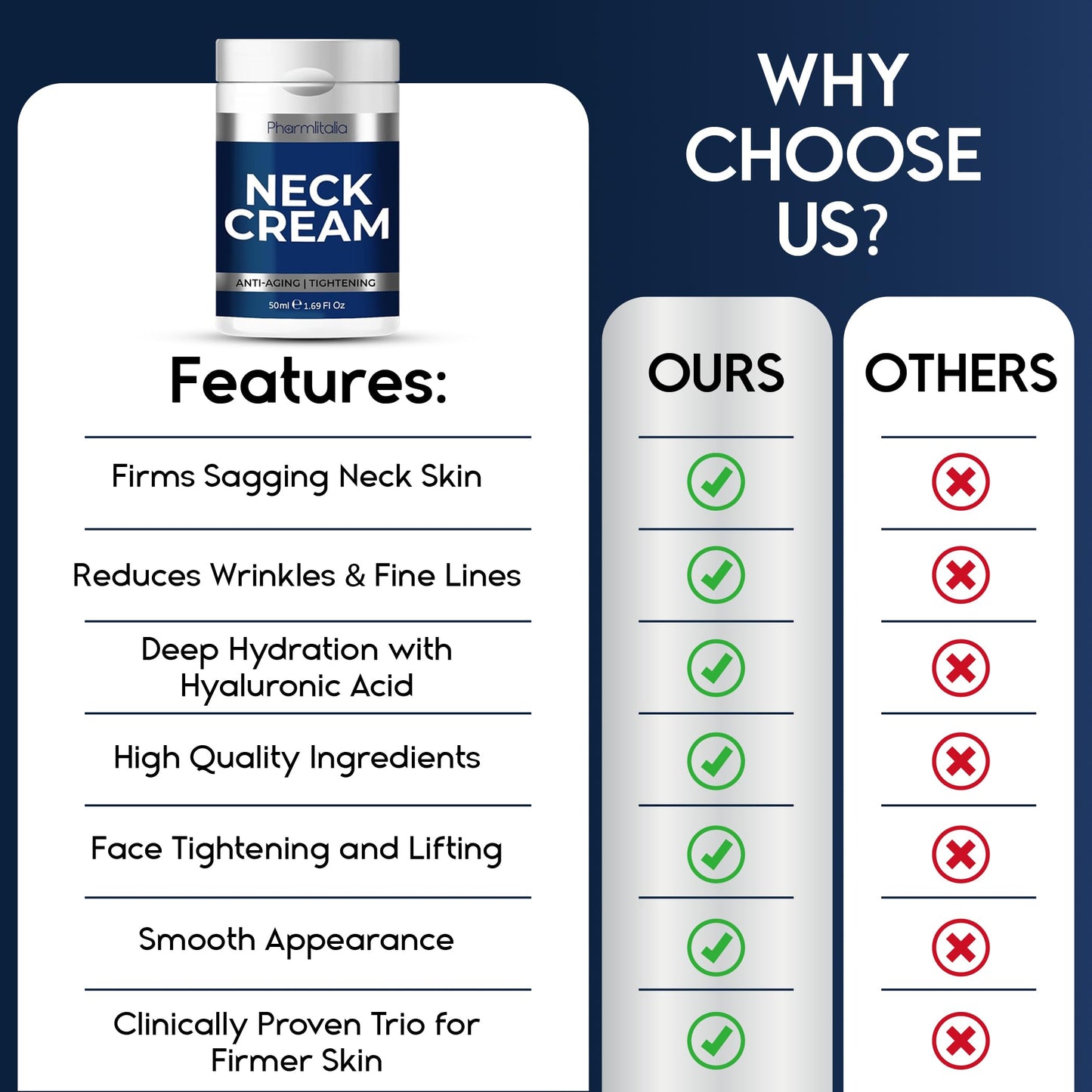 Neck & Chest Firming Cream for Women – Tightens Sagging Skin, Reduces Wrinkles, Collagen & Hyaluronic Acid Treatment