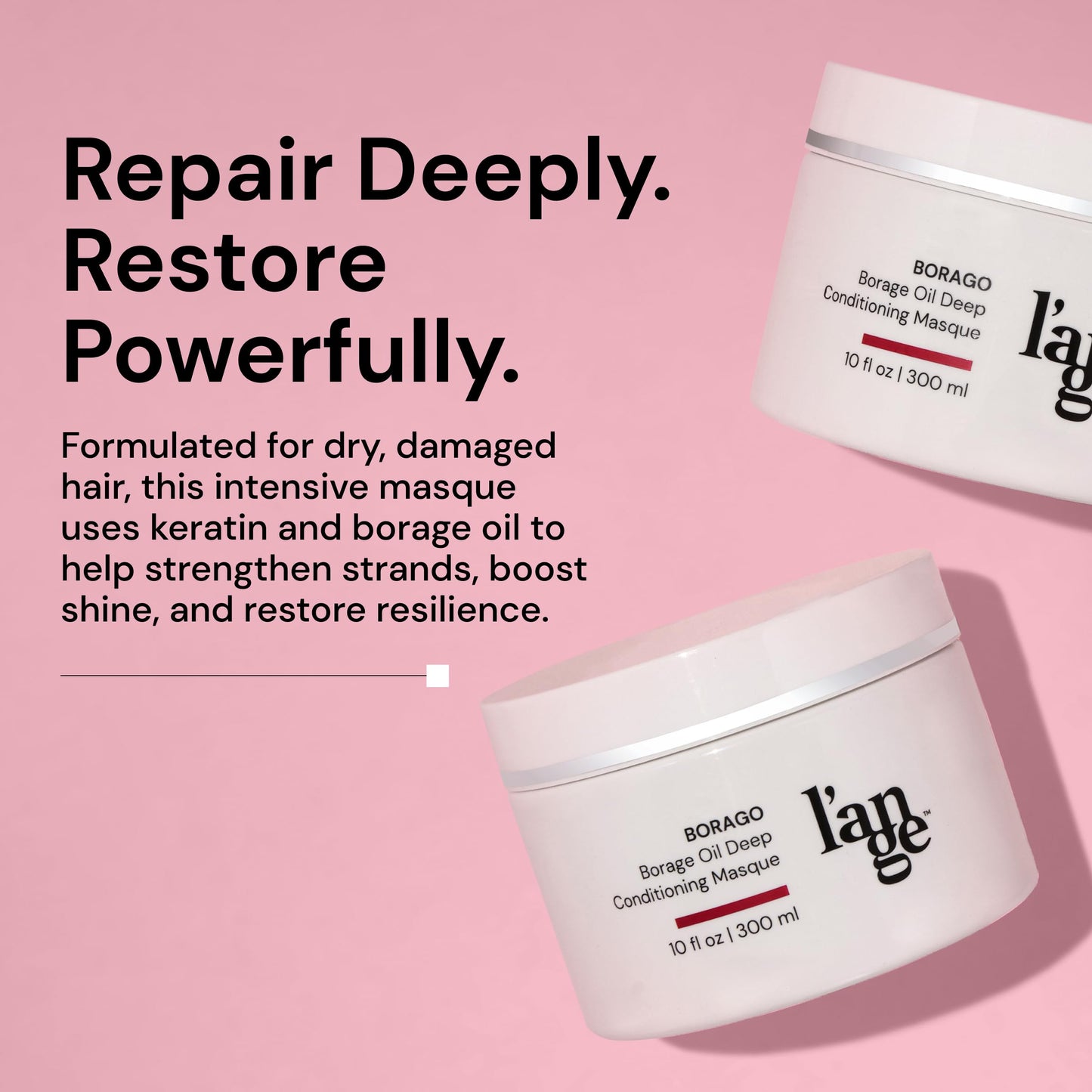 L'ANGE HAIR Borago Deep Conditioning Masque with Borage Oil - Nourishes, Strengthens & Hydrates Dry Hair, Fights Frizz, Sulfate-Free, 10 Oz