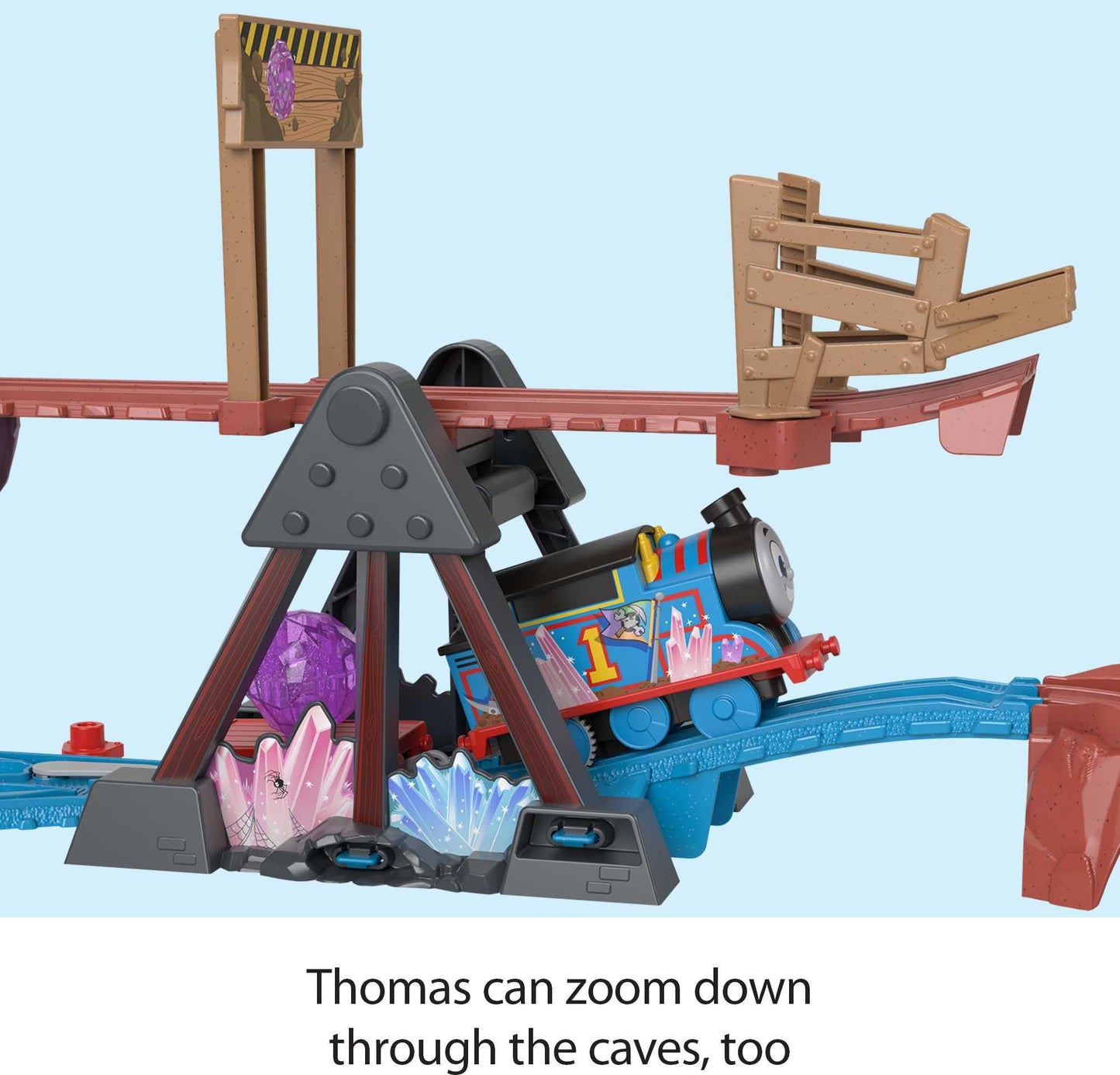 Thomas & Friends Motorized Toy Train Set Crystal Caves Adventure with Thomas, Tipping Bridge & 8 Ft of Track for Preschool Kids Ages 3+ Years
