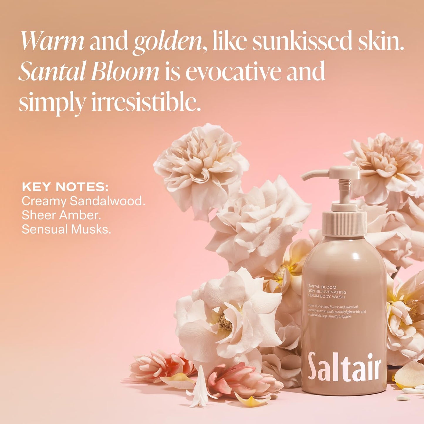 Saltair Santal Bloom Body Wash 2-Pack, 17oz Pump Bottles – Moisturizing Vegan Shower Gel with Monoi Oil & Cupuacu Butter