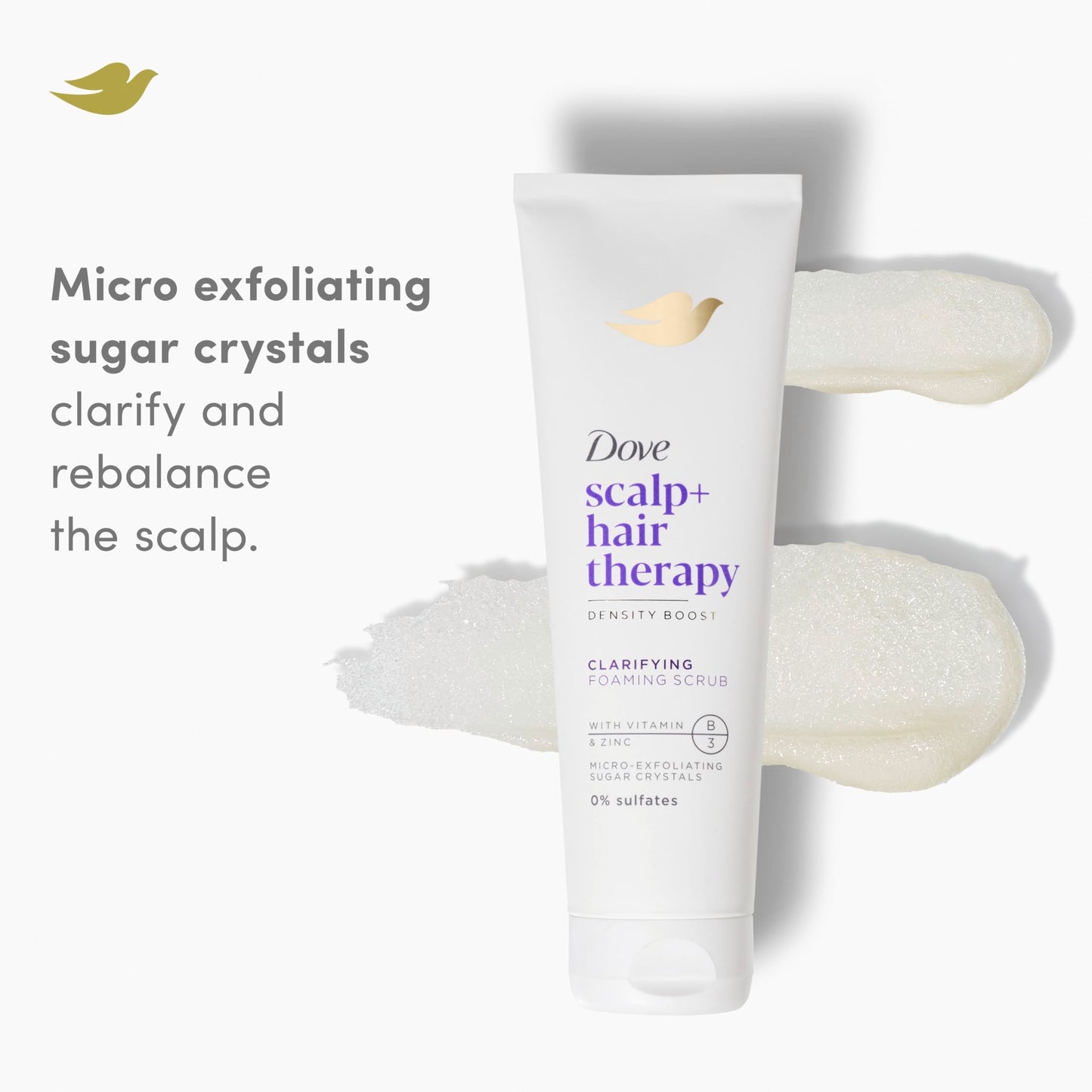 Dove Density Boost Clarifying Foaming Scrub Scalp + Hair Therapy for gentle scalp exfoliation, with Vitamin B3, Zinc and 0% sulfates, 9 oz