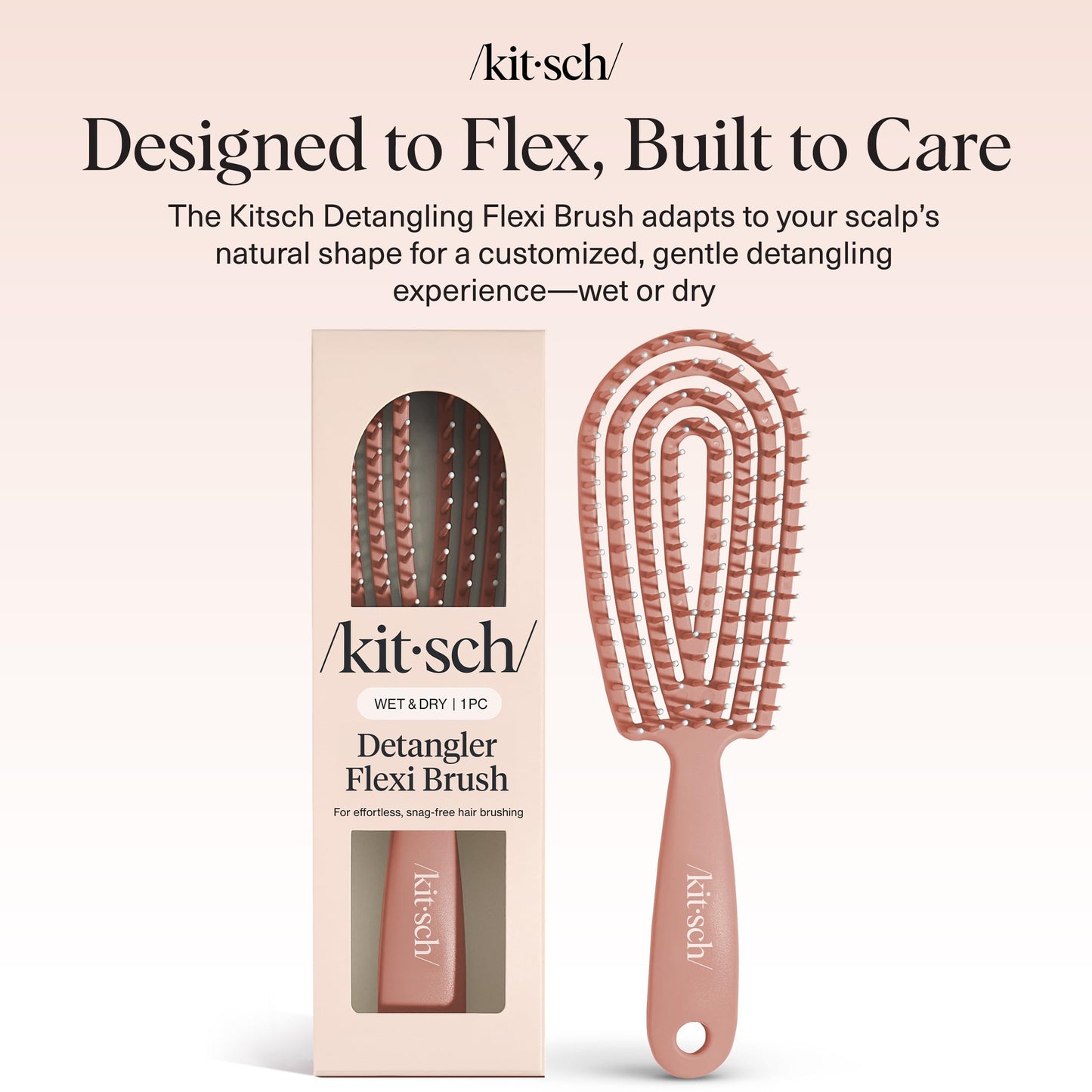 Kitsch Detangler Brush – Flexible Terracotta Hair Brush for Women, Men & Kids | Ultra-Smooth Bristles for Wet or Dry Curly Hair, No Pulling or Breakage