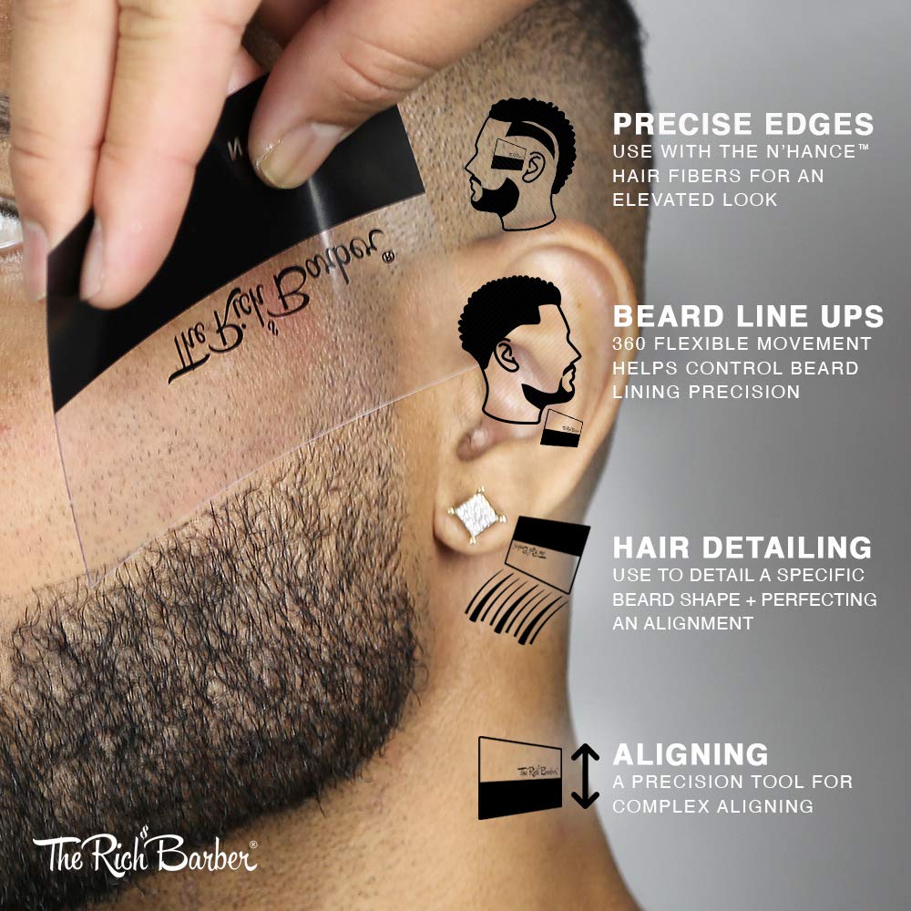 The Rich Barber N’Hance Hair Building Fiber Application Cards 5 Pack – Hairline Enhancement & Line-Up Tool for Barbers and Personal Use