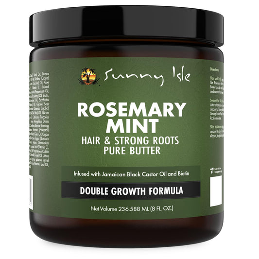 Sunny Isle Rosemary Mint Hair & Strong Roots Butter 8oz | With Biotin & Jamaican Black Castor Oil | Strengthens, Nourishes & Repairs Dry, Damaged Hair
