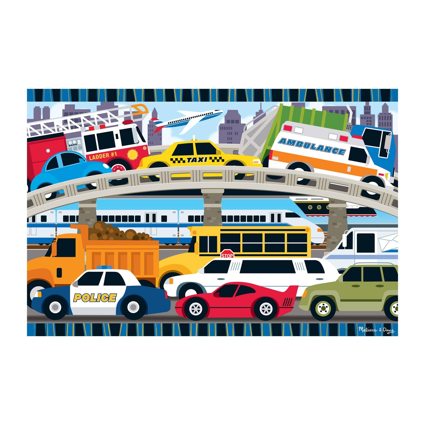 Melissa & Doug Traffic Jam Jumbo Floor Puzzle (24 Pieces, 2 x 3 Feet), Vehicle-Themed Jigsaw Puzzle for Preschoolers and Kids Ages 3+ - FSC Certified