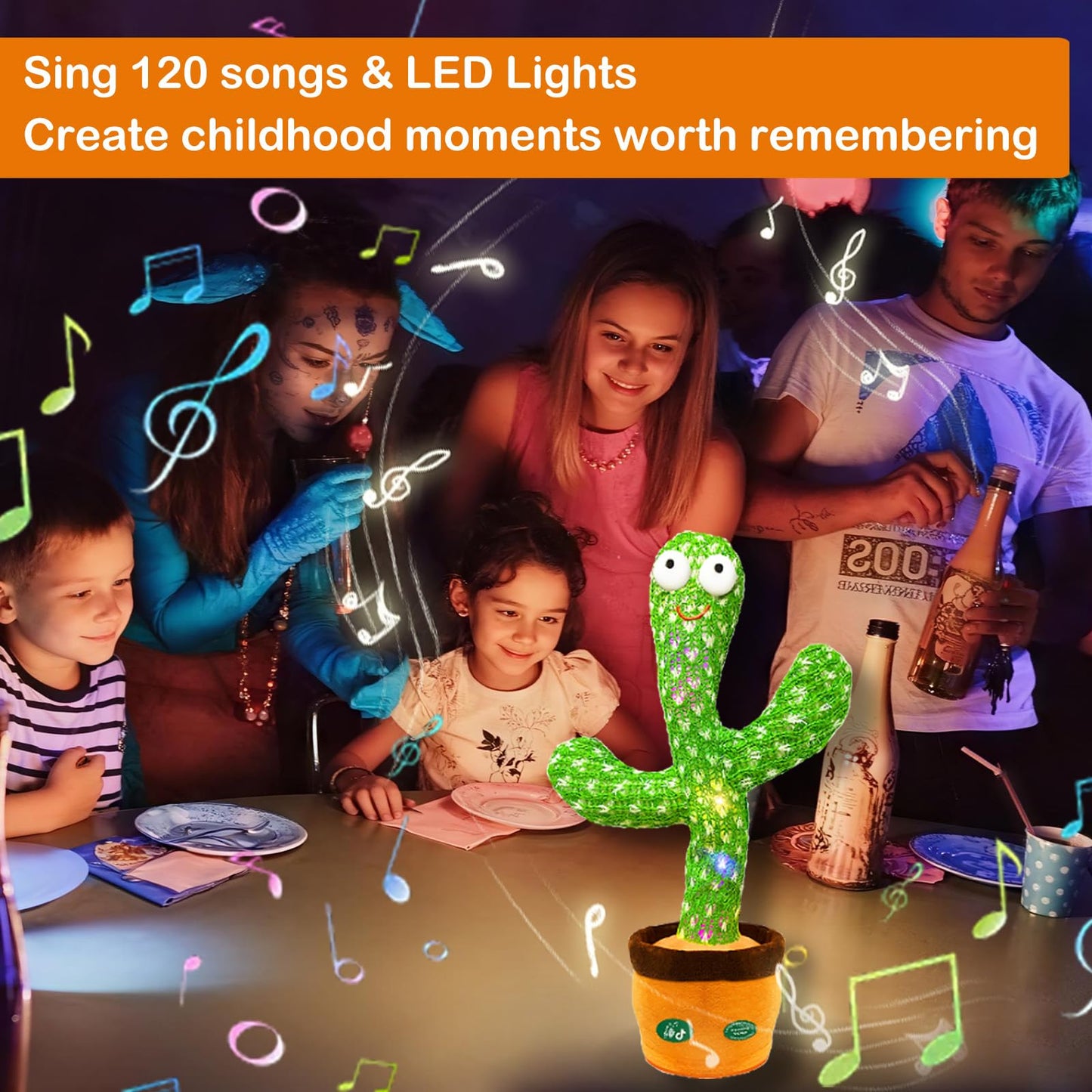 Hunfur Talking Dancing Cactus Toy – Singing, Mimicking, Light Up Plush Gift for Babies & Toddlers 6-18 Months with Volume Control