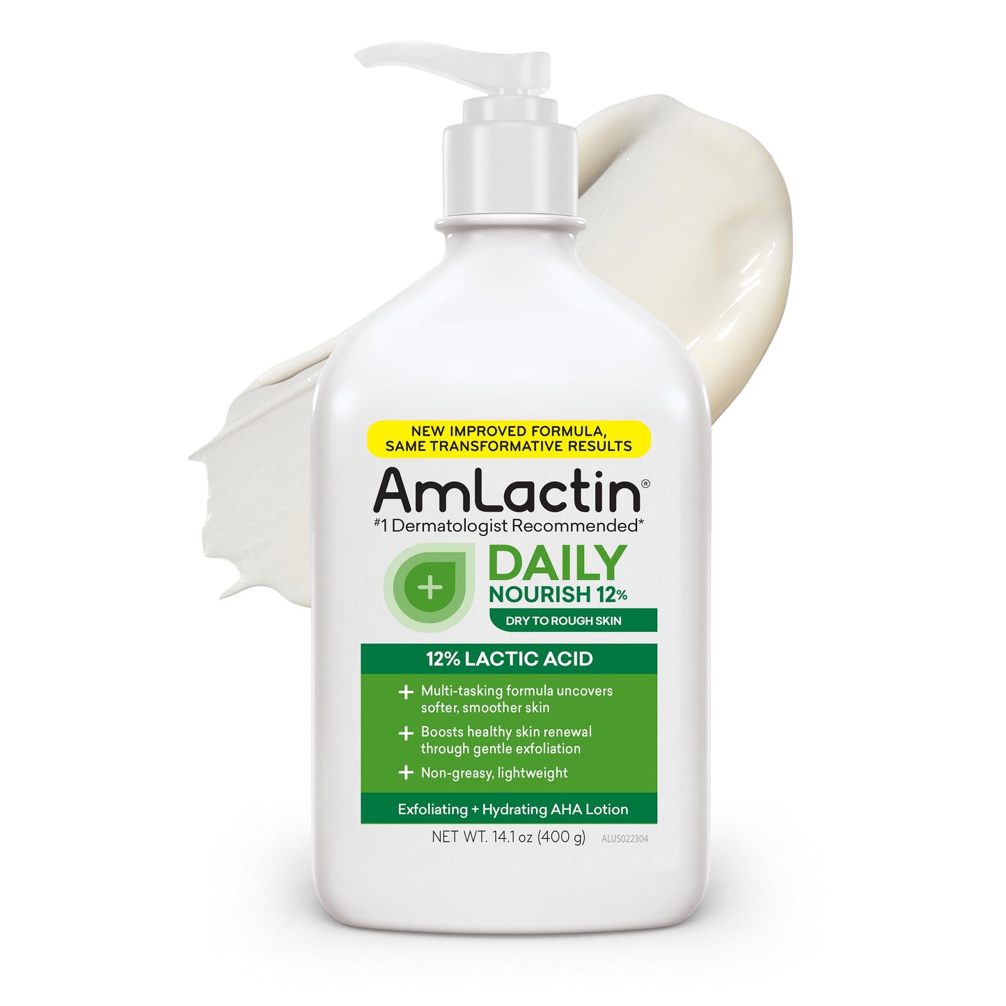 AmLactin Daily Nourish 12% - 14.1 oz Body Lotion with 12% Lactic Acid - Exfoliator and Moisturizer for Dry Skin (Packaging May Vary)