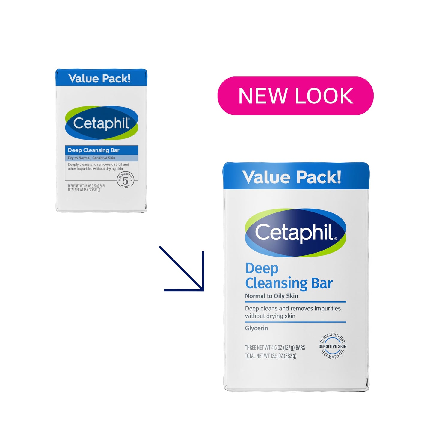 Cetaphil Deep Cleansing Face & Body Bar Soap for Sensitive Skin – Hypoallergenic, Fragrance & Paraben Free, Pack of 3, Gentle Makeup & Dirt Remover