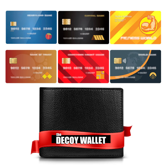 Decoy Wallet – Anti-Pickpocket Fake Wallet with 6 Faux Credit Cards, Realistic Travel Safety Wallet for Men & Women (Styles Vary)