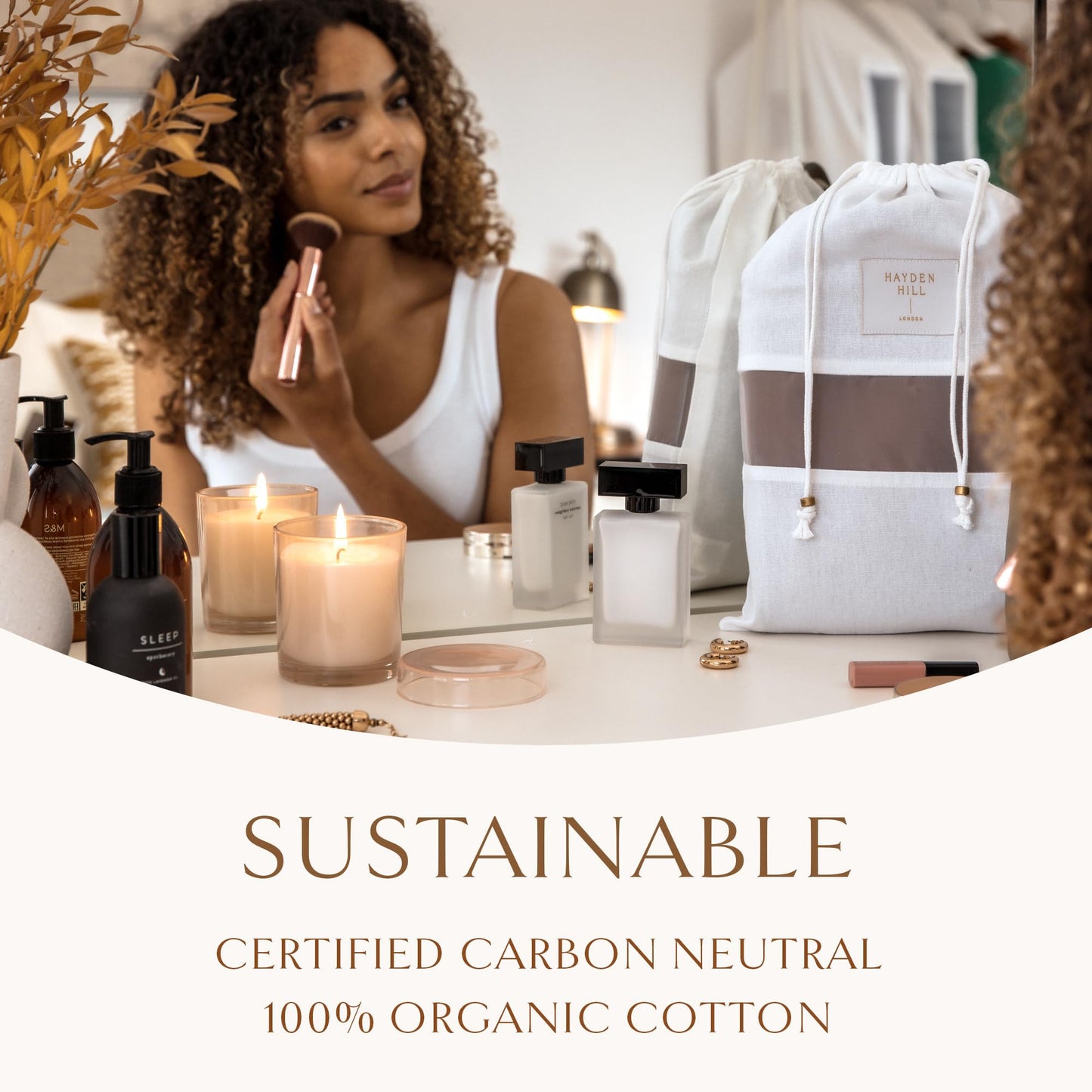 Hayden Hill Luxury Organic Cotton Dust Bags for Handbags – 3 Large 23" Bags for Purses, Shoes & Storage, Carbon Neutral