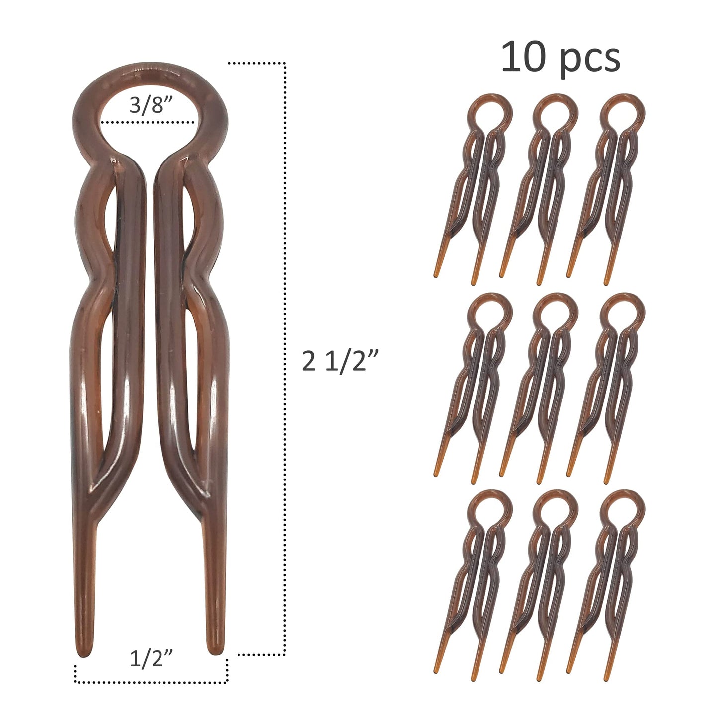 Good Hair Days 2.5" Magic Grip Hair Pins – Durable U-Shaped Plastic Pins for Fine, Thick & Long Hair – Tortoise Shell, Set of 10