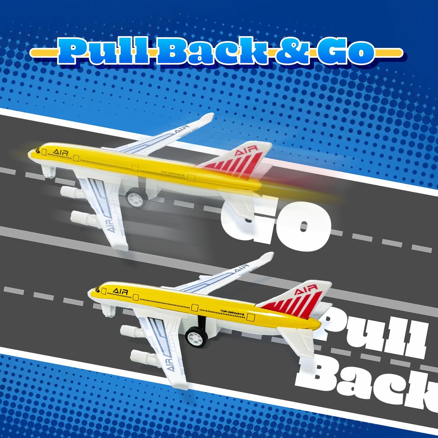 Airplane Toys 2-Pack – Metal & Plastic Pull-Back Planes, Die-Cast Aircraft Models for Boys & Girls Ages 3-6, Birthday Gift Play Vehicles