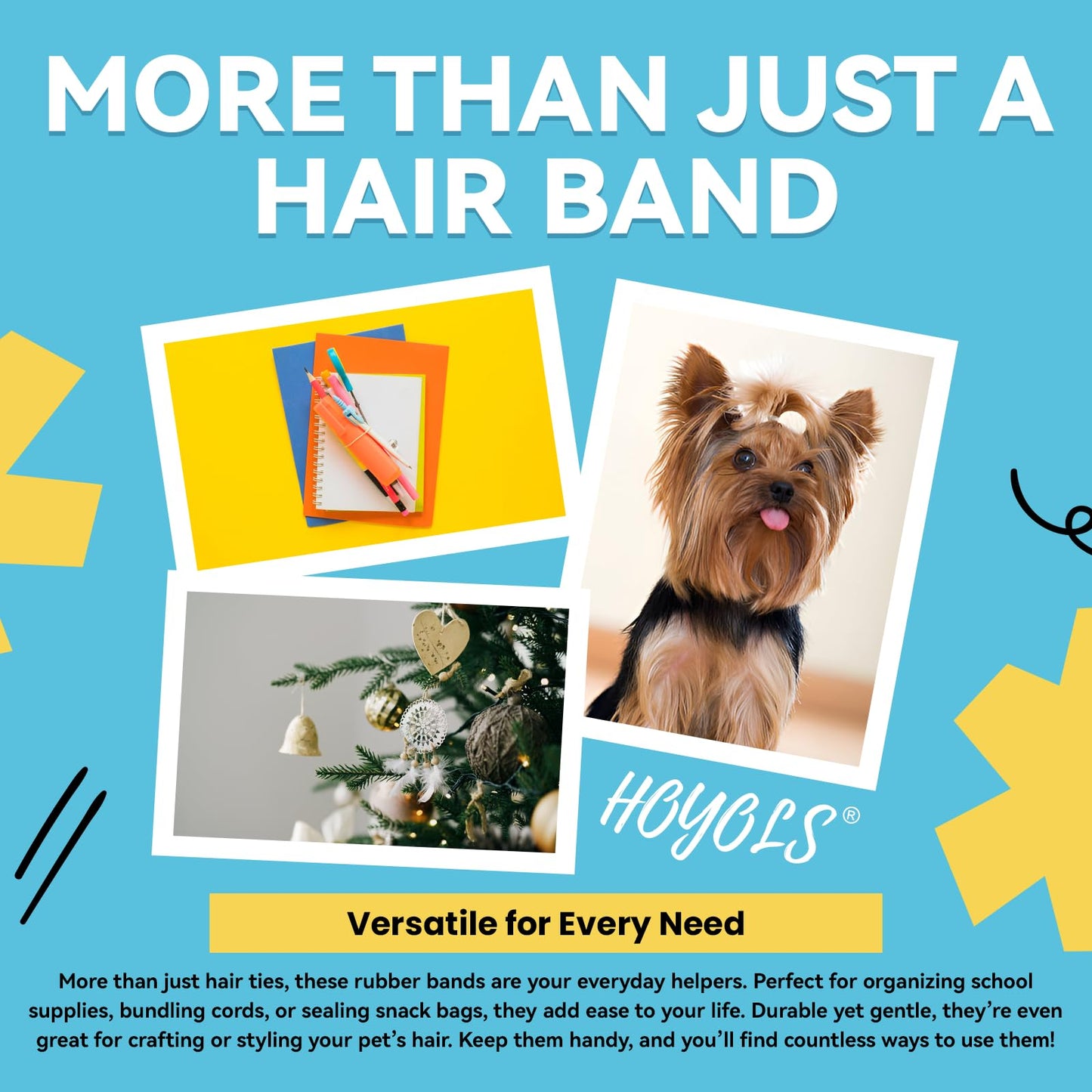 HOYOLS 1500pcs Clear Elastic Hair Bands – Mini 1 Inch TPU Ponytail Holders for Kids & Girls, No Crease, No Damage, Gentle Hair Ties