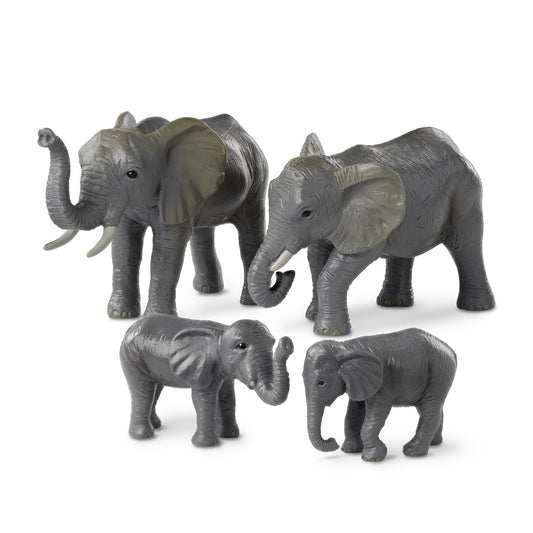 Terra by Battat – 4-Piece African Elephant Toy Set – Realistic Safari Animal Figures for Kids 3+, Gifts & Baby Shower Decor