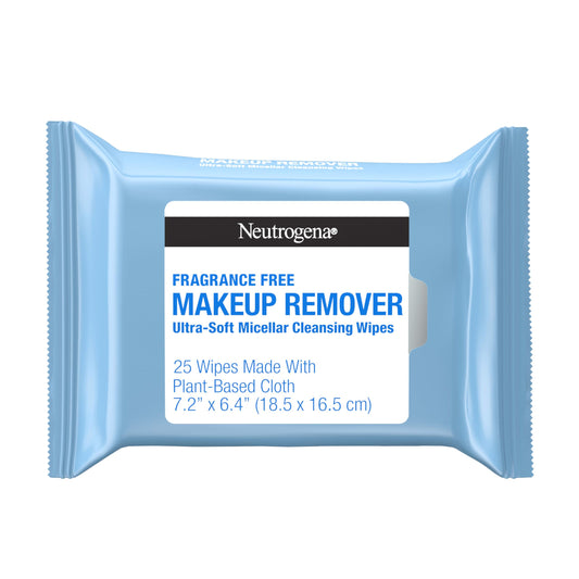 Neutrogena Fragrance-Free Makeup Remover Wipes, Daily Ultra-Soft Micellar Wipes, Gently Remove Oil & Waterproof Makeup, 25 ct