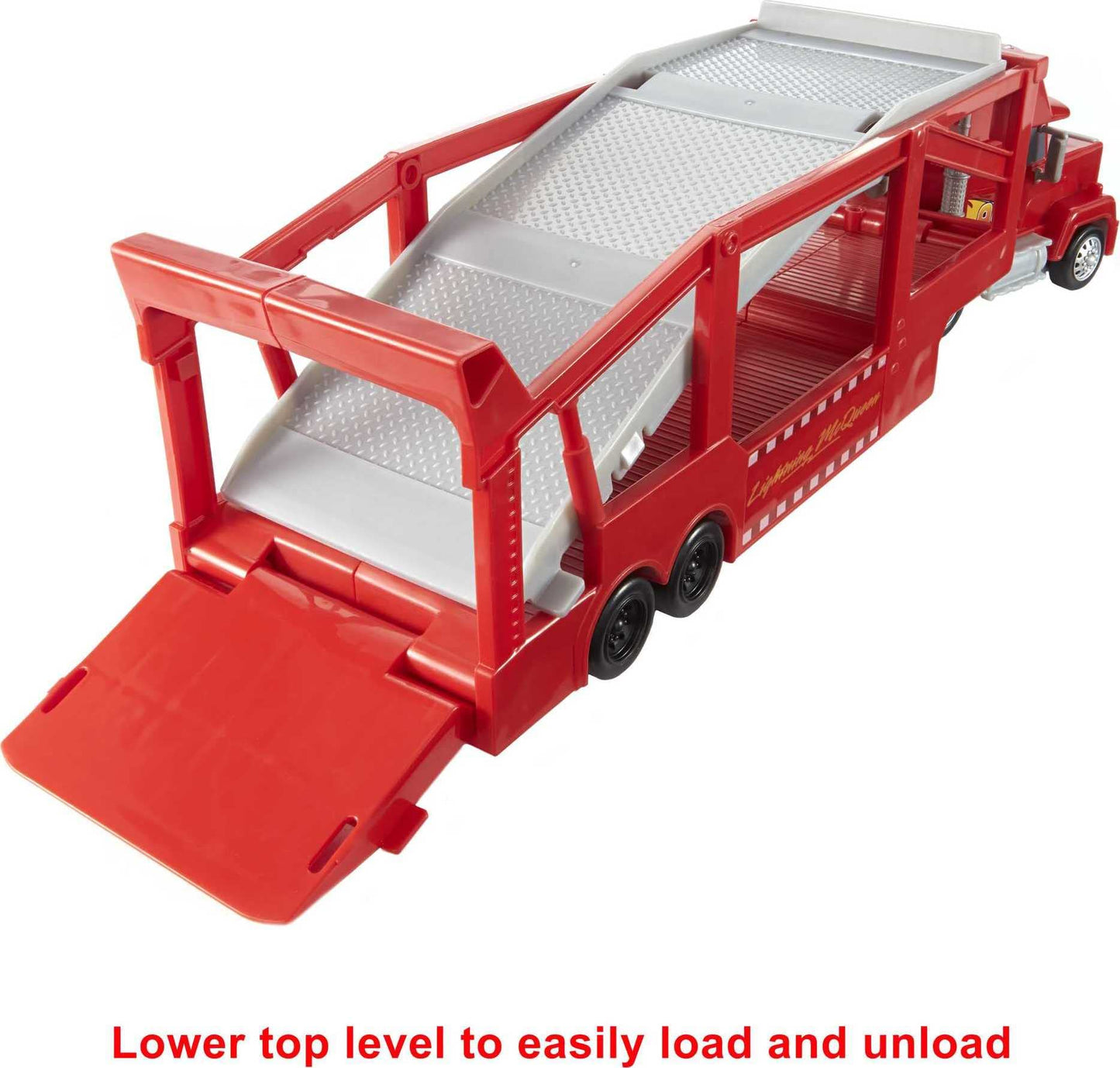 Mattel Disney and Pixar Cars Mack Hauler, 13-inch Toy Transporter Truck with Ramp & Carry Storage for 12 Vehicles, Gift for Kids Ages 4 Years Old & Up