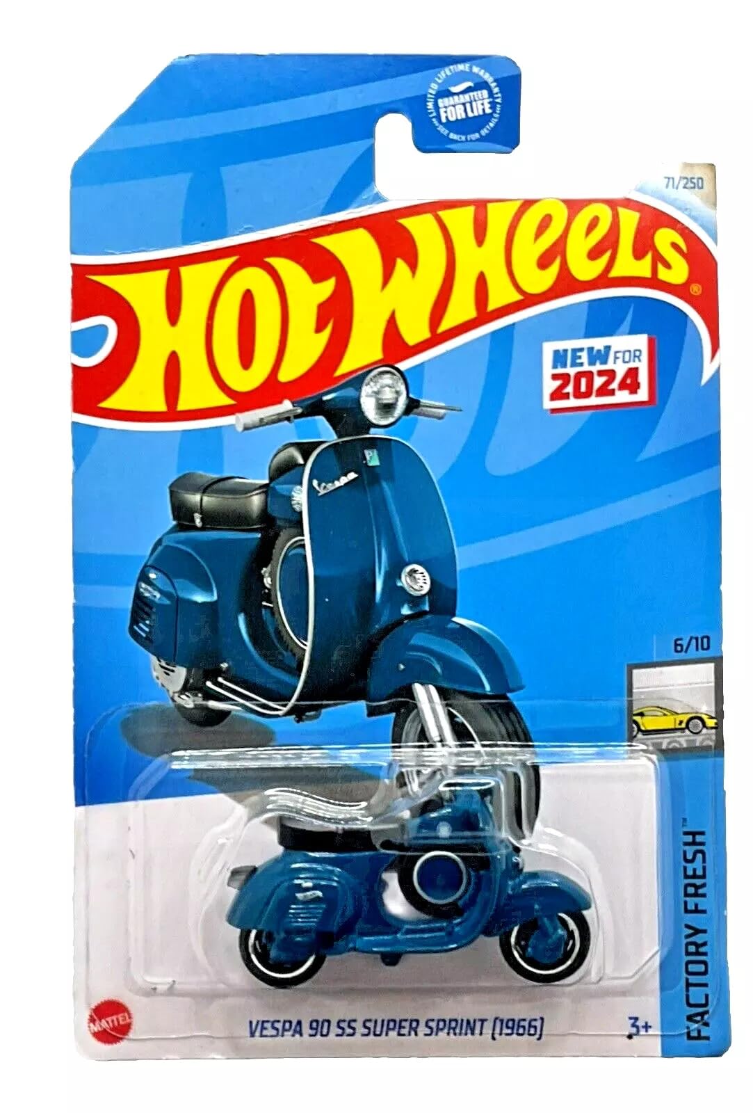 Hot Wheels Vespa 90 SS Super Sprint 1966, 6/10, Blue, Factory Fresh