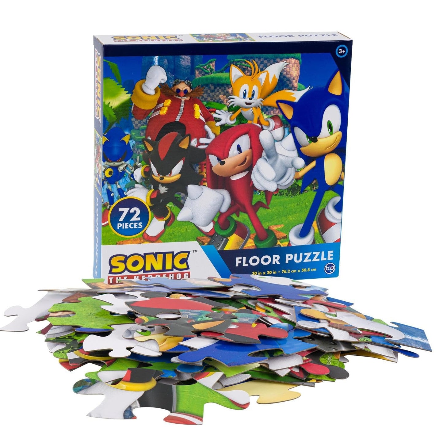 Sonic the Hedgehog Floor Puzzle Set – 72-Piece Jigsaw Puzzle Bundle with Stickers, Tattoos & More, Fun for Kids Ages 5+