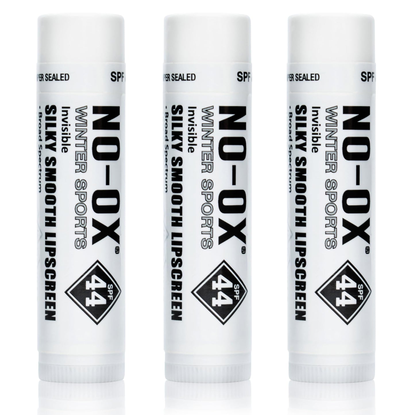 NO-OX Sunscreen Lip Balm | SPF 44 | Vegan, Untinted, Vanilla Flavor | Vitamin E | Broad Spectrum Sunscreen for Lips | 3 Pack